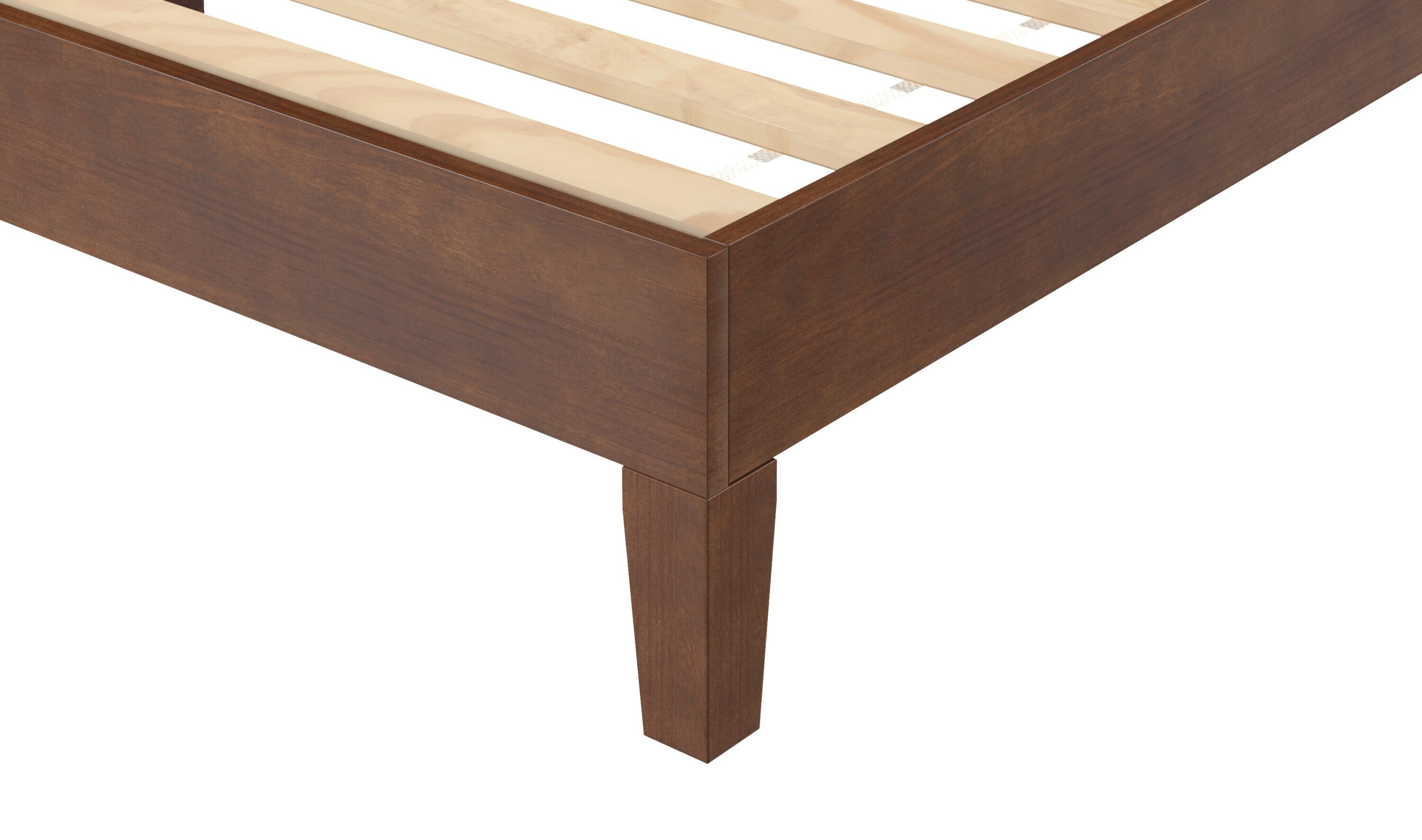 Natural Pine Queen Platform Bed with Slats and Drawer