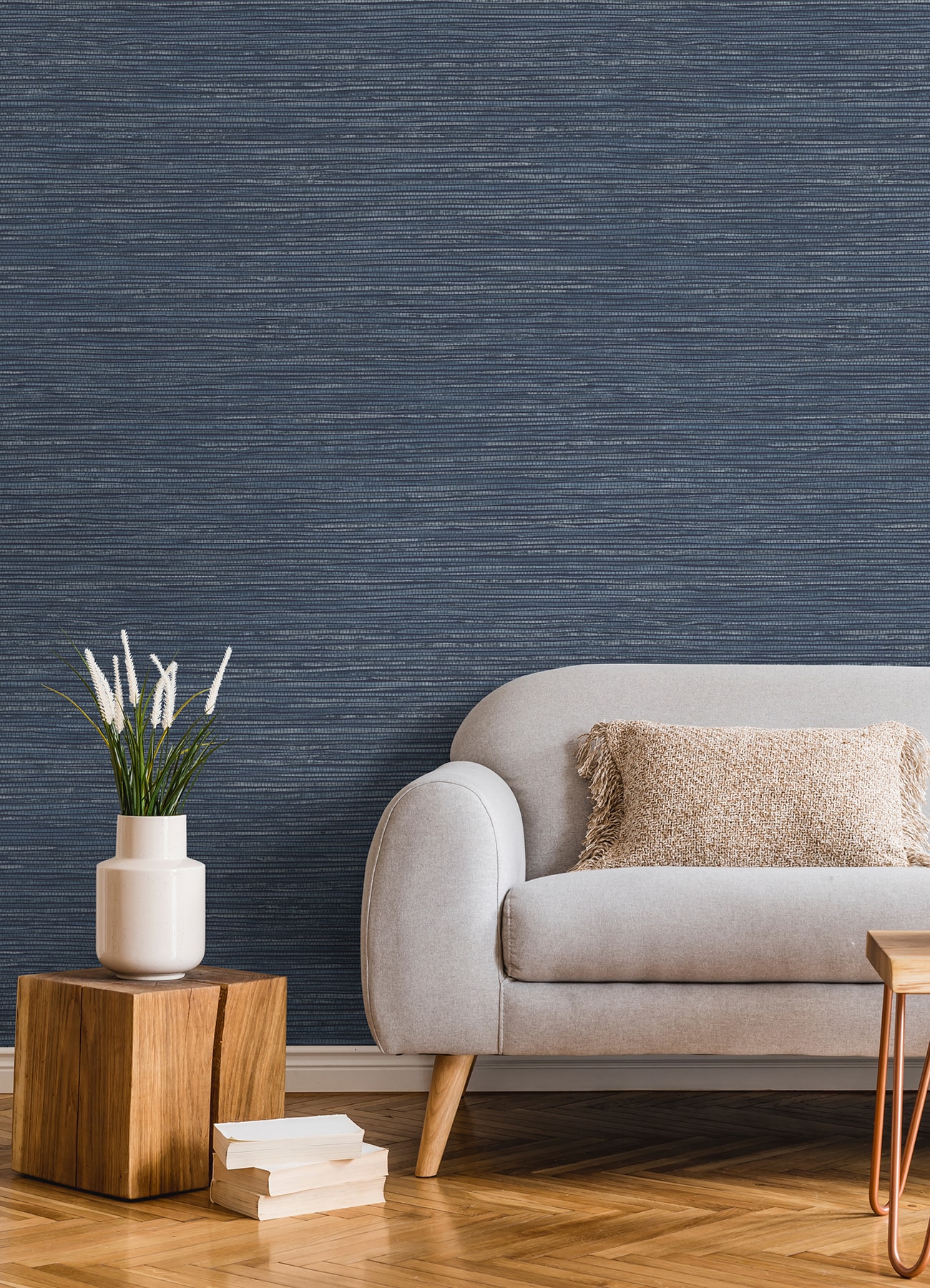 Brewster Home Fashions Classic Faux Grasscloth Peel  Stick Mineral Blue  Wallpaper  DecoratorsBest