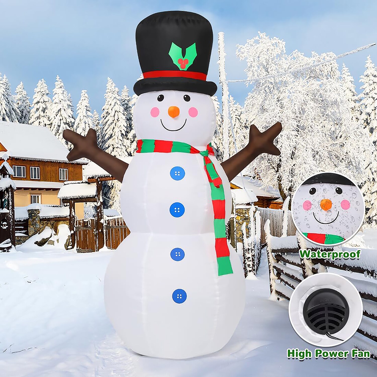 GOOSH 6-ft Lighted Snowman Christmas Inflatable DJ-SD-27209