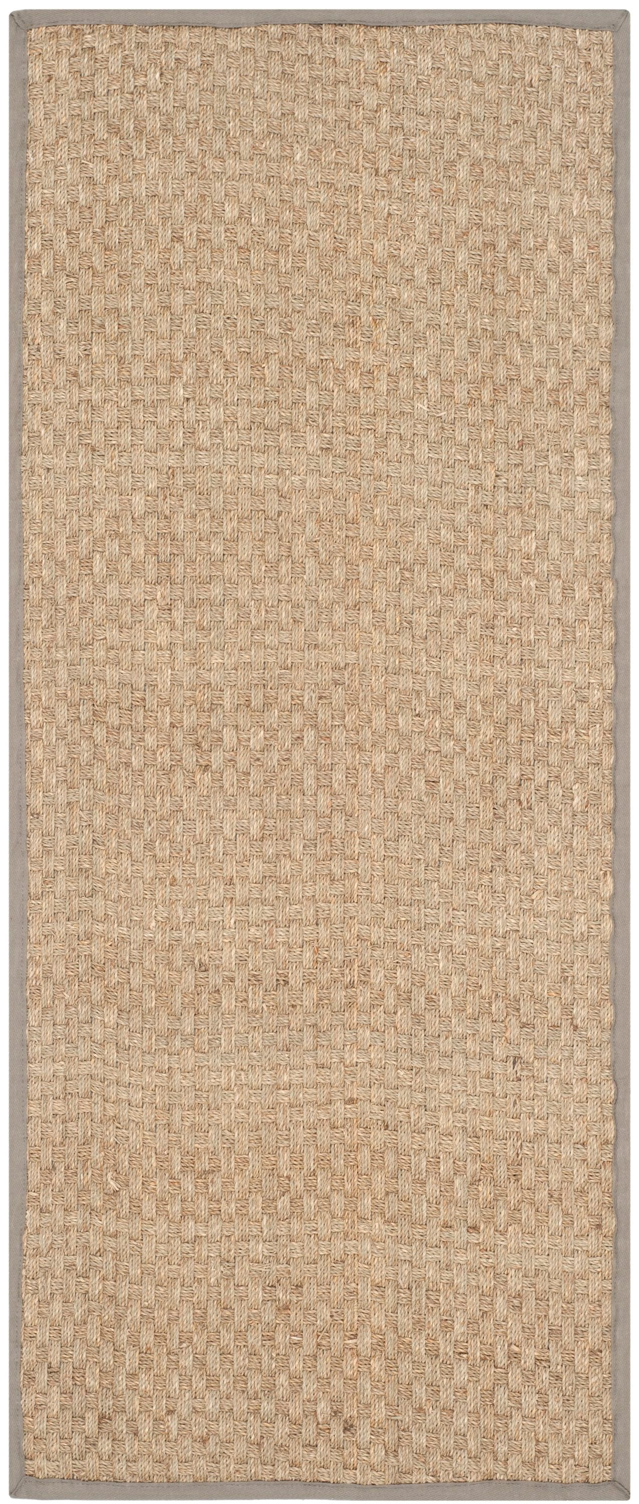 Safavieh NF114P-212 Natural Fiber Hampton 2 x 12 (ft) Loomed Seagrass Natural/Gray Rectangular Indoor Solid Coastal Runner rug