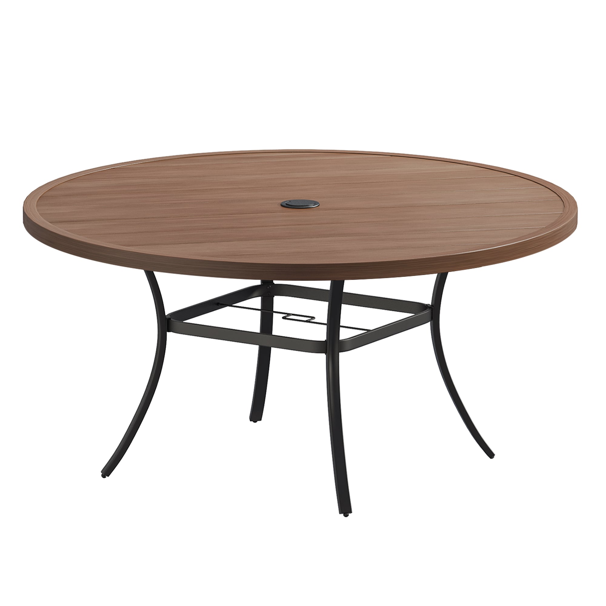 VICLLAX RBT06WL-LS-VC Patio Table Round Outdoor Dining Table 60-in W x 60-in L with Umbrella Hole