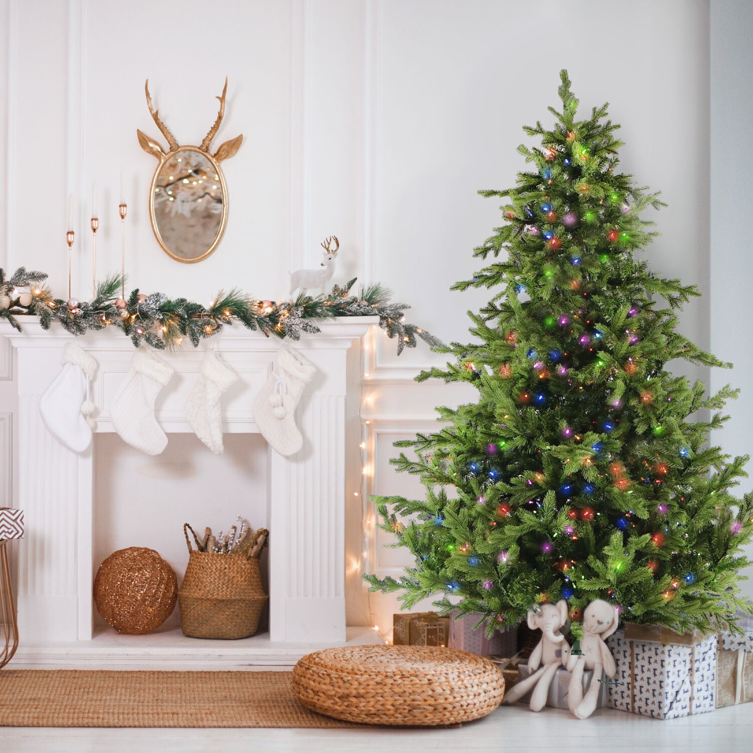 Enchanted Winter Pine 7.5' Outdoor Christmas Tree with Multi-Color LED Lights