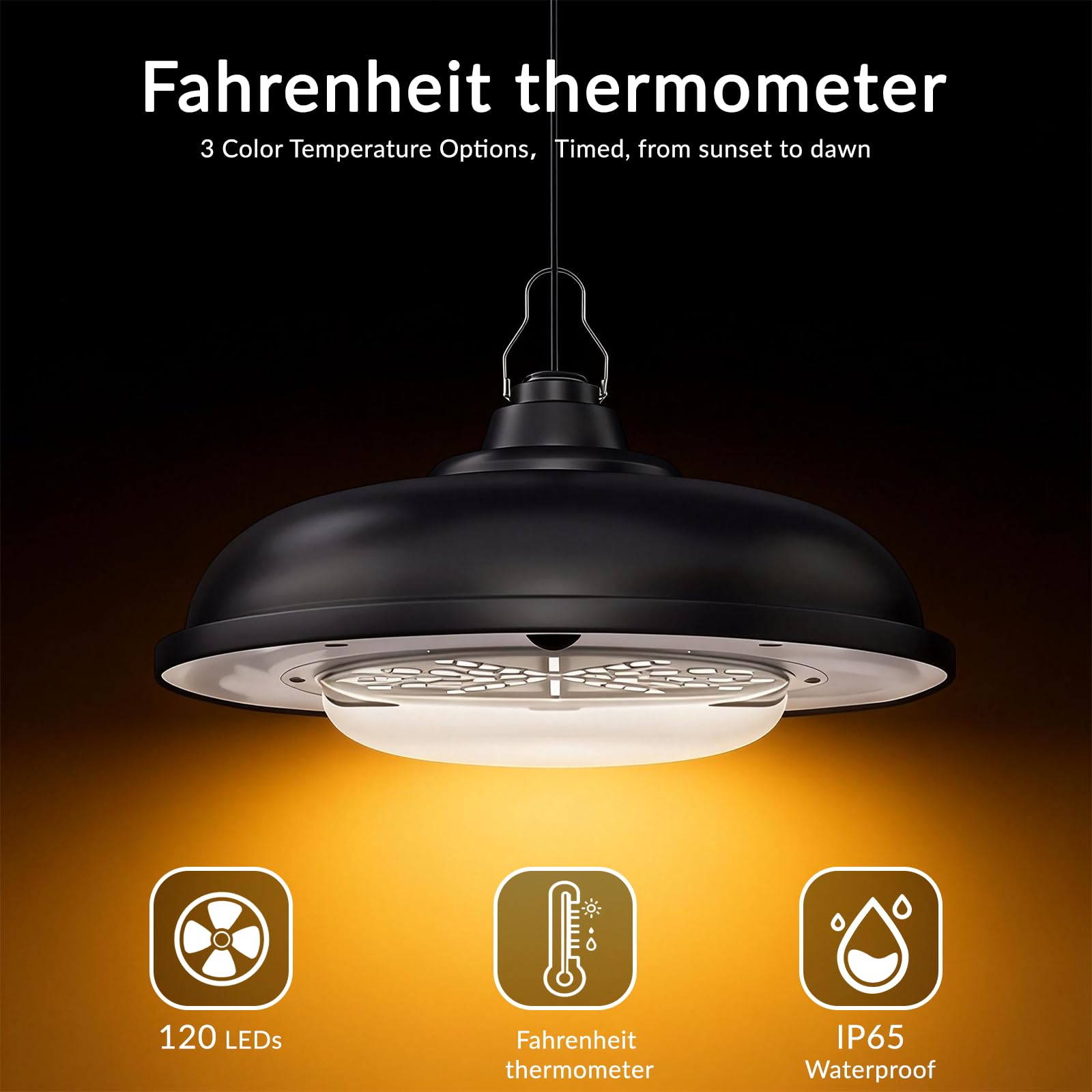 JVFCXXV Solar Light with Thermometer Hygrometer Set 3 Color Dimming ...