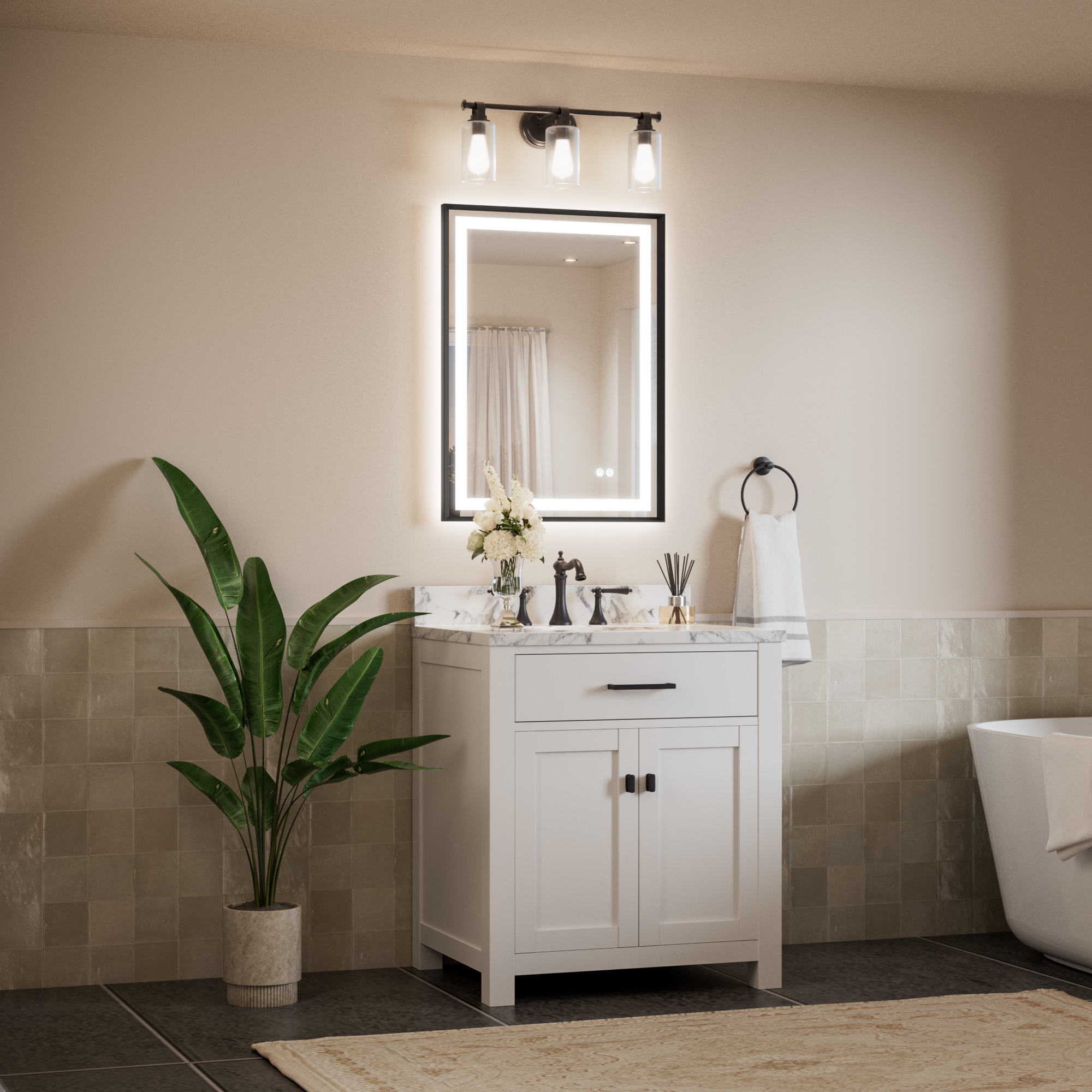 Keonjinn LW-BM66-6181-BK Framed-Bath-Mirrors - View #2