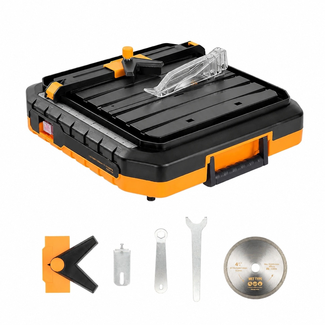 Phyfalip  4-1/2-Inch Portable Wet Tile Saw 4.1A Tile Cutting Machine with Hidden Water Reservoir and 0-45 Degree Bevel Cutting for Tiles and