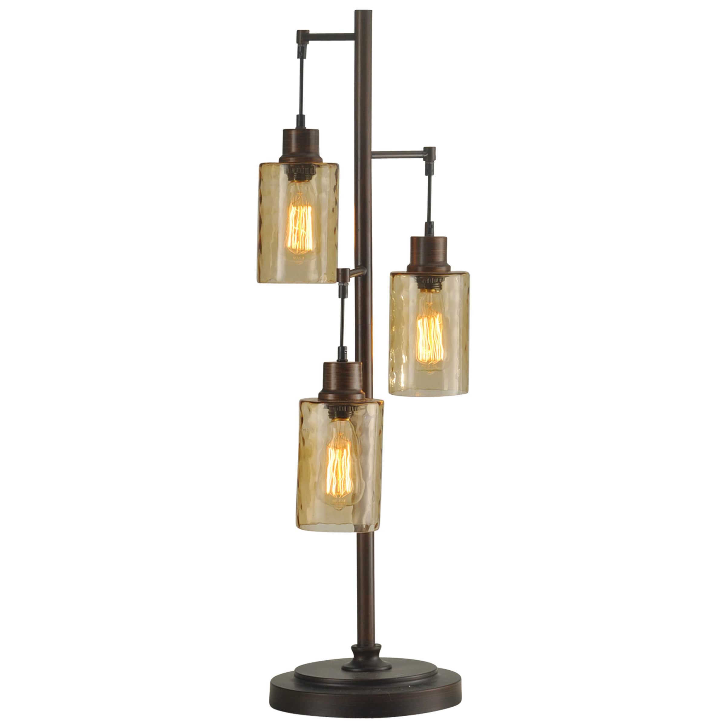 StyleCraft Home Collection L312571DS 37-in Bronze On/Off Switch Table Lamp with Glass Shade
