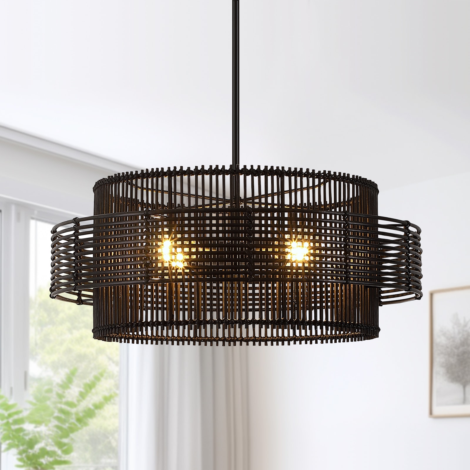 True Fine 90109C Saturn 4 -Light Matte Black Coastal Cage For Use in Bedrooms, Dining Rooms, Foyers, Kitchens, Living Rooms Chandelier