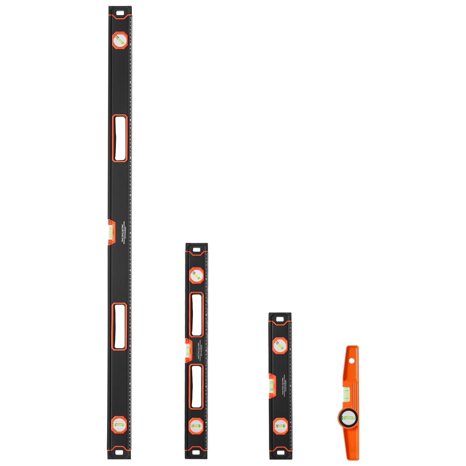 GIVIMO Magnetic 4-pc 10-in 16-in 24-in 48-in Aluminum Alloy SAE And Metric 3-Vial Torpedo Level Set #LW018GIVSS099-N