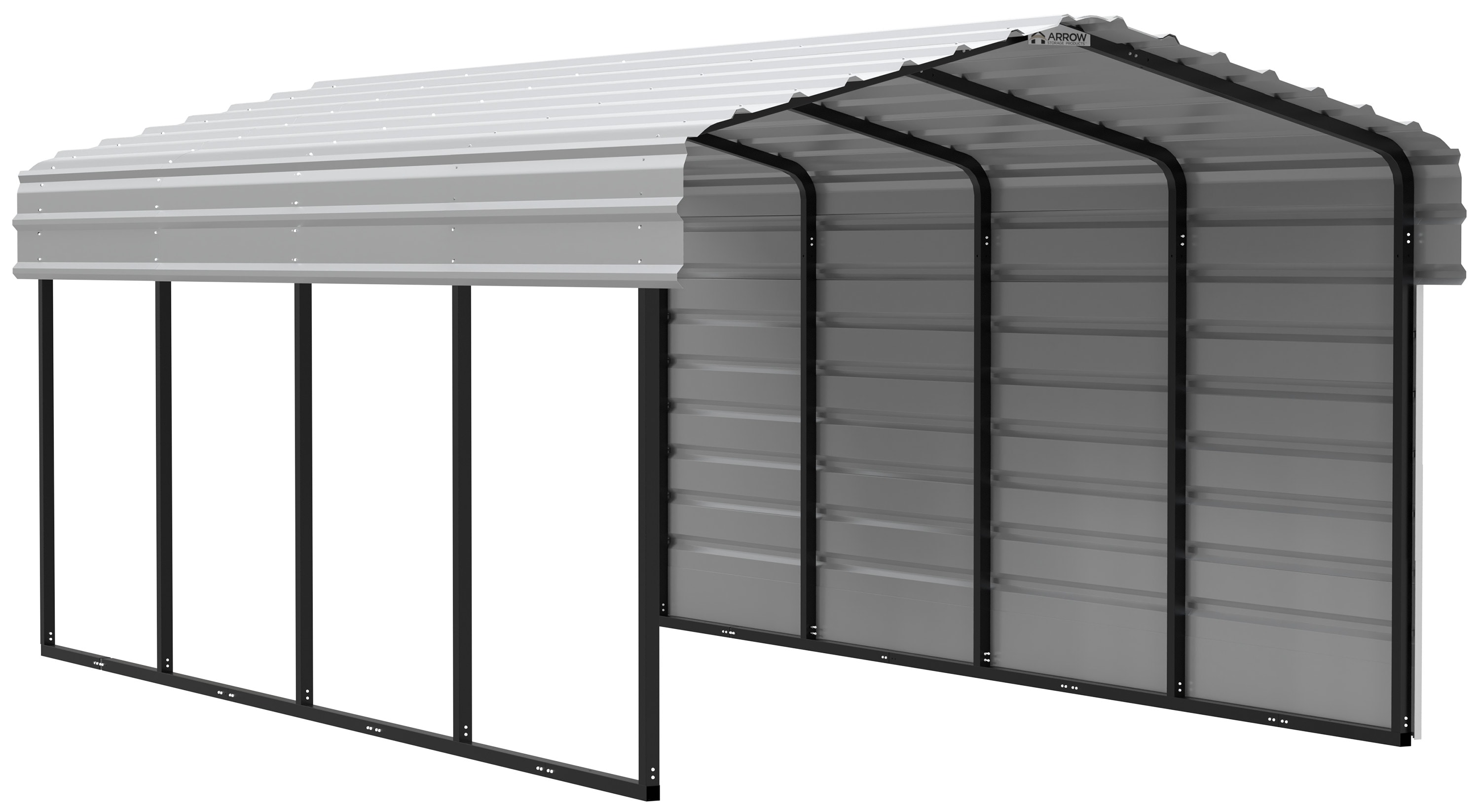 10' x 20' Eggshell Steel Carport with Enclosure