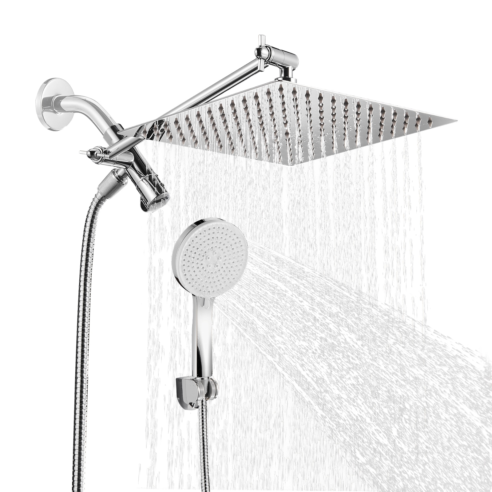 Cobbe LSSHK0510C 5.0 -Spray Chrome 10-in Round Dual/Combo High Pressure Rain Shower Head 1.8 GPM