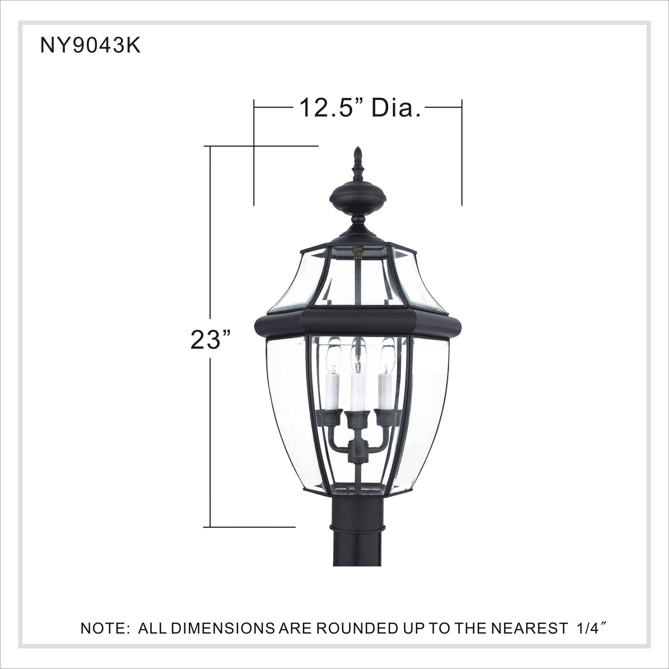 Mystic Black 23" Outdoor Post Lantern with Clear Beveled Glass