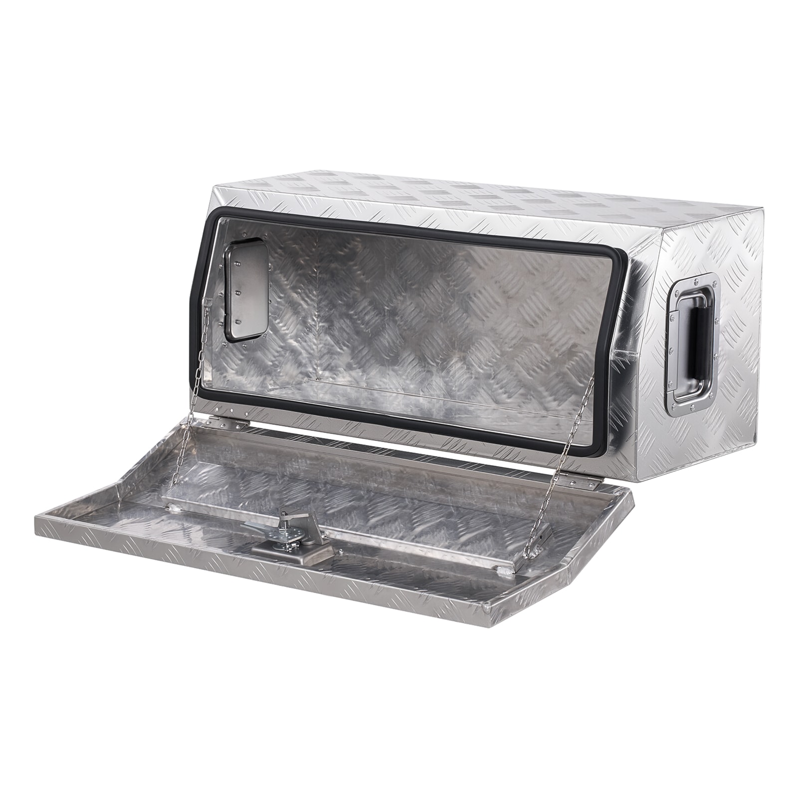 SVOPES SVOPESLCZXGJX13276V0 Durable Aluminum Truck Bed Tool Box. Textured Storage Box with Side Handle and T-Lock Keys. Organizer Chest for Trailer. Pickup. RV. 30inchx13inchx13inch. Silver