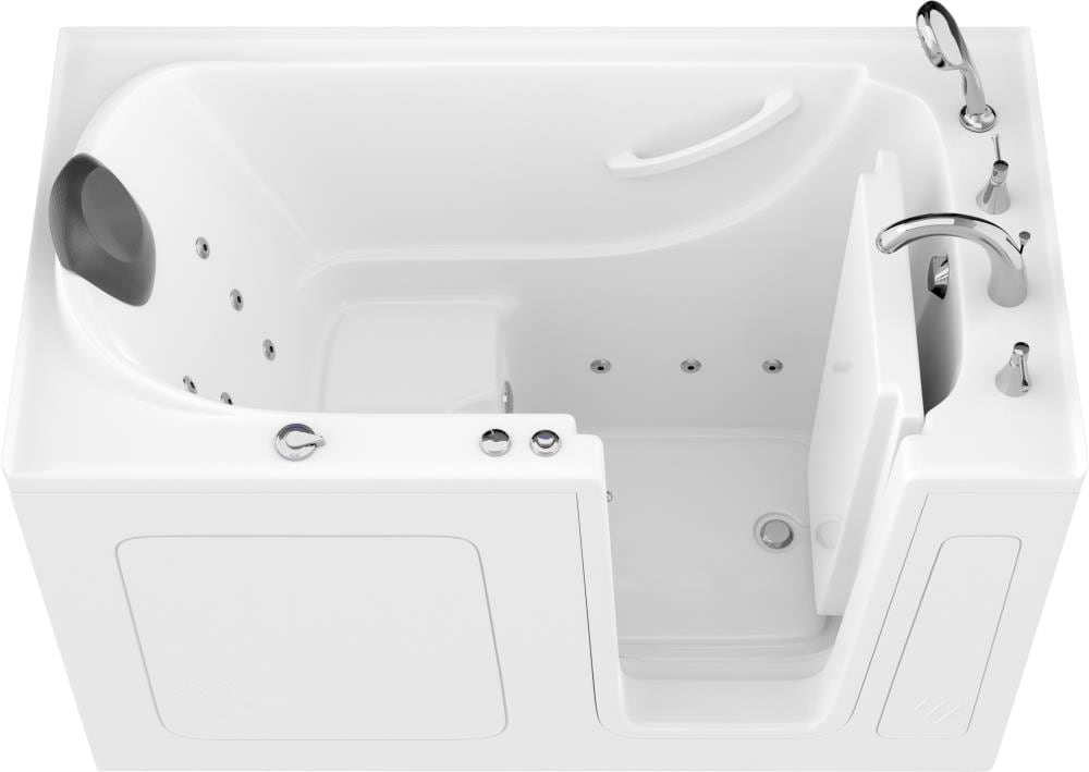 Endurance LS3260RWH-CP Safe Palace 32-in x 59.625-in White Acrylic Rectangular Walk-in Whirlpool tub with Faucet Hand Shower with Drain ( Right Drain )