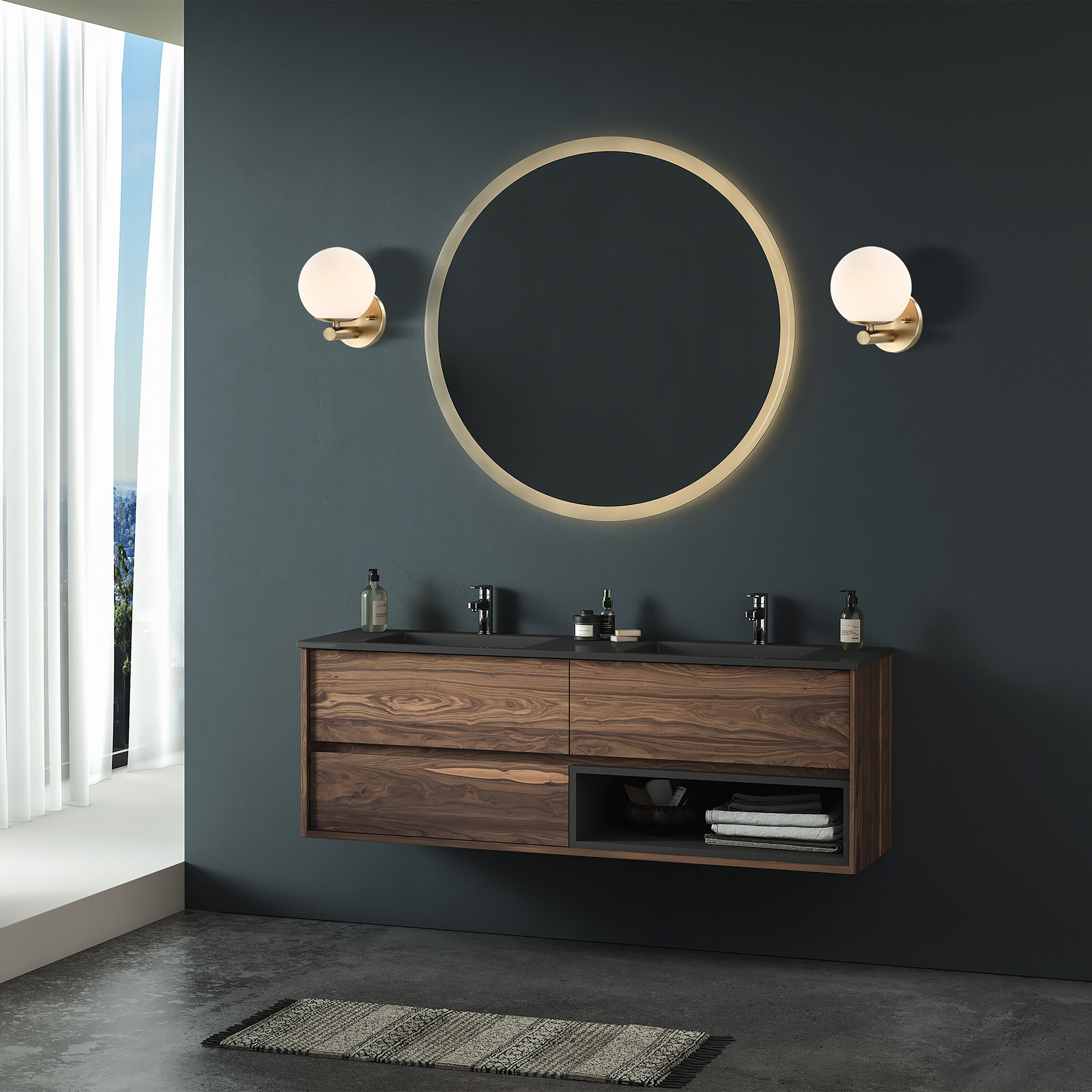 Designers Fountain D252C-WS-BG Crown Heights 6-in 1 -Light Brushed Gold Transitional Vanity light
