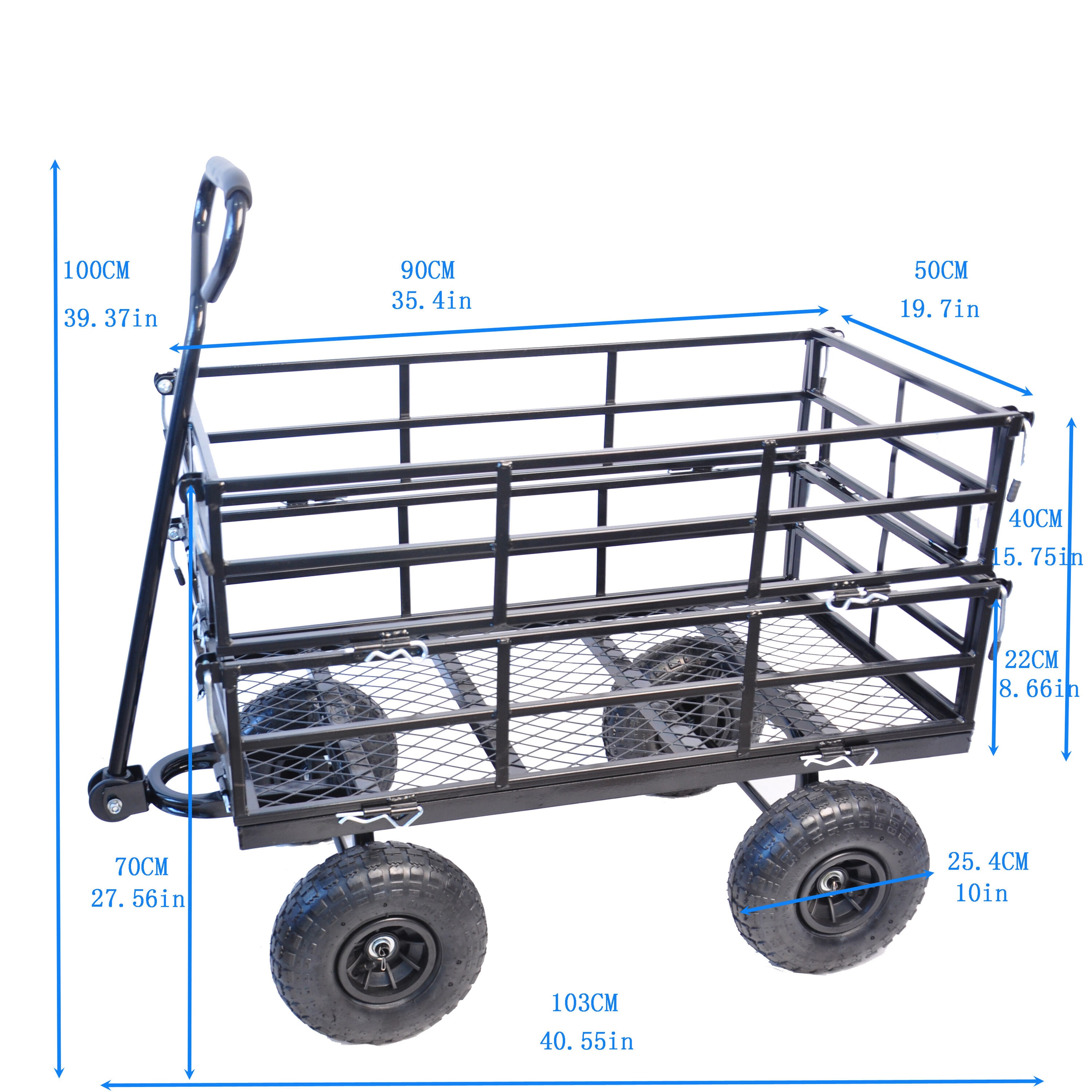 Maocao Hoom Black Heavy-Duty Steel Wagon Cart with 550 lbs. Weight Limit, 5 Cu. Feet Capacity, and 10-Inch Pneumatic Tires BH84159 Sansujyuku sansujyuku.com