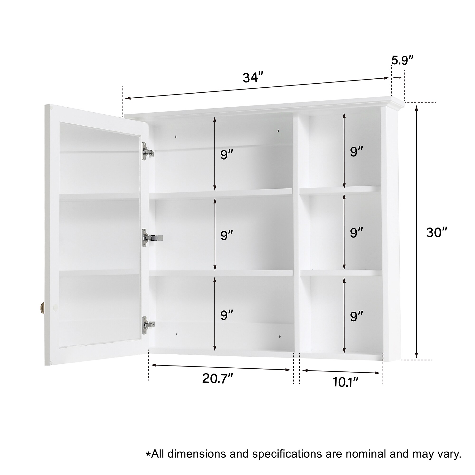 WELLFOR MED34YS1WT Bathroom-Medicine-Cabinets - View #8