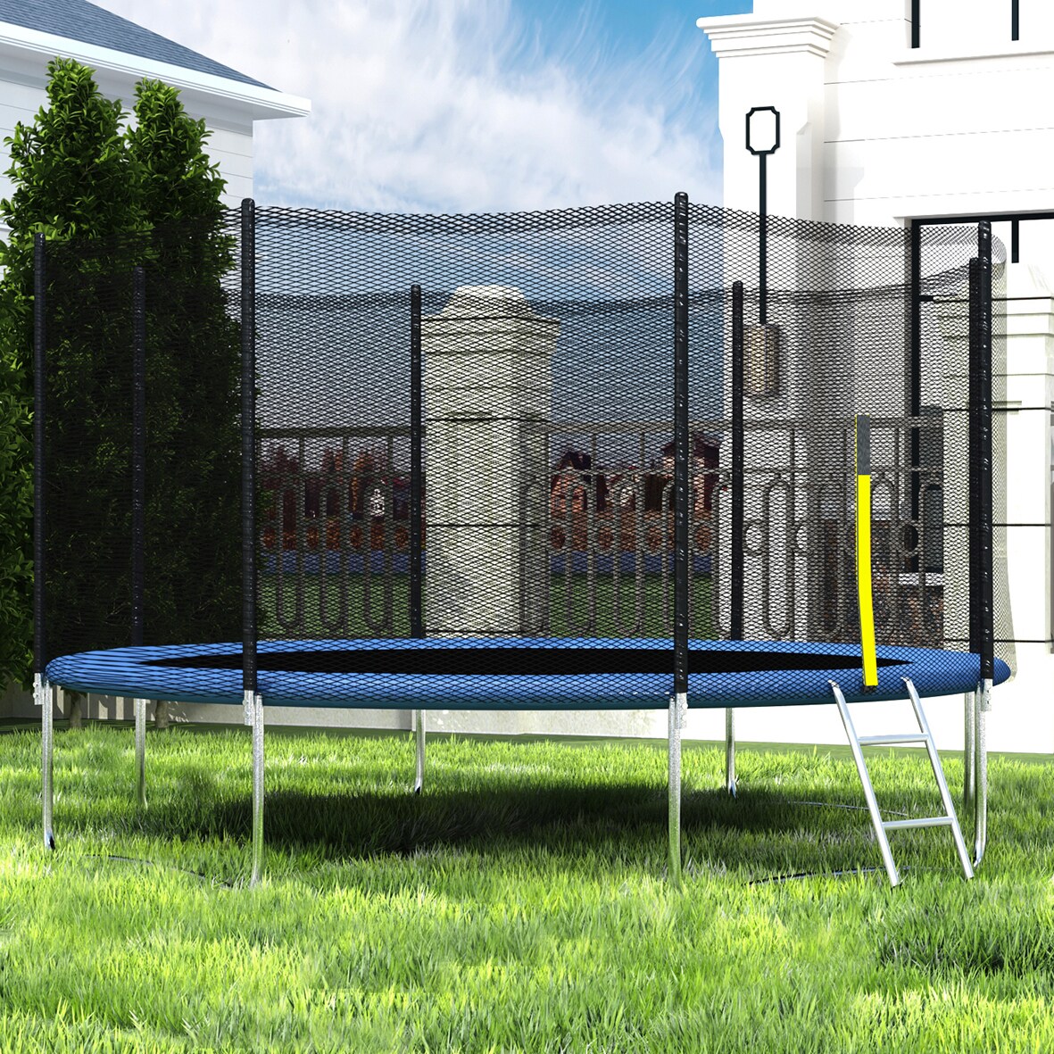 12ft Kids Trampoline with Safety Enclosure Net & Spring Pad,8-Foot Outdoor Round Bounce Jumper Indoor/Outdoor,Great Birthday Gift from US As Shown 