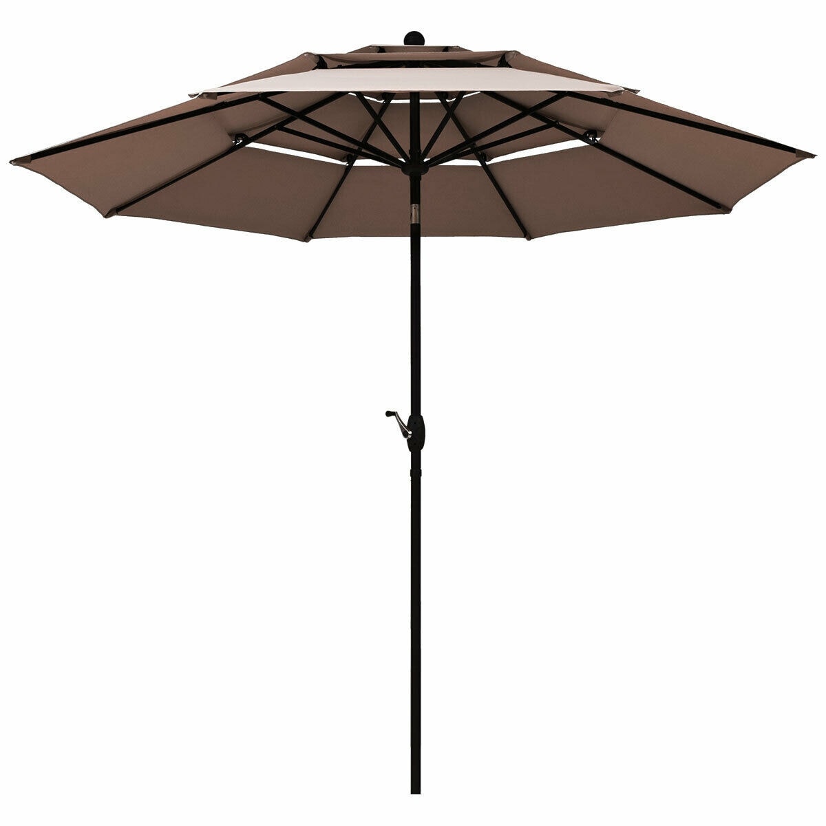 Forclover HYFAS11CF 10-ft Aluminum Tan Push-button Tilt Market Patio Umbrella
