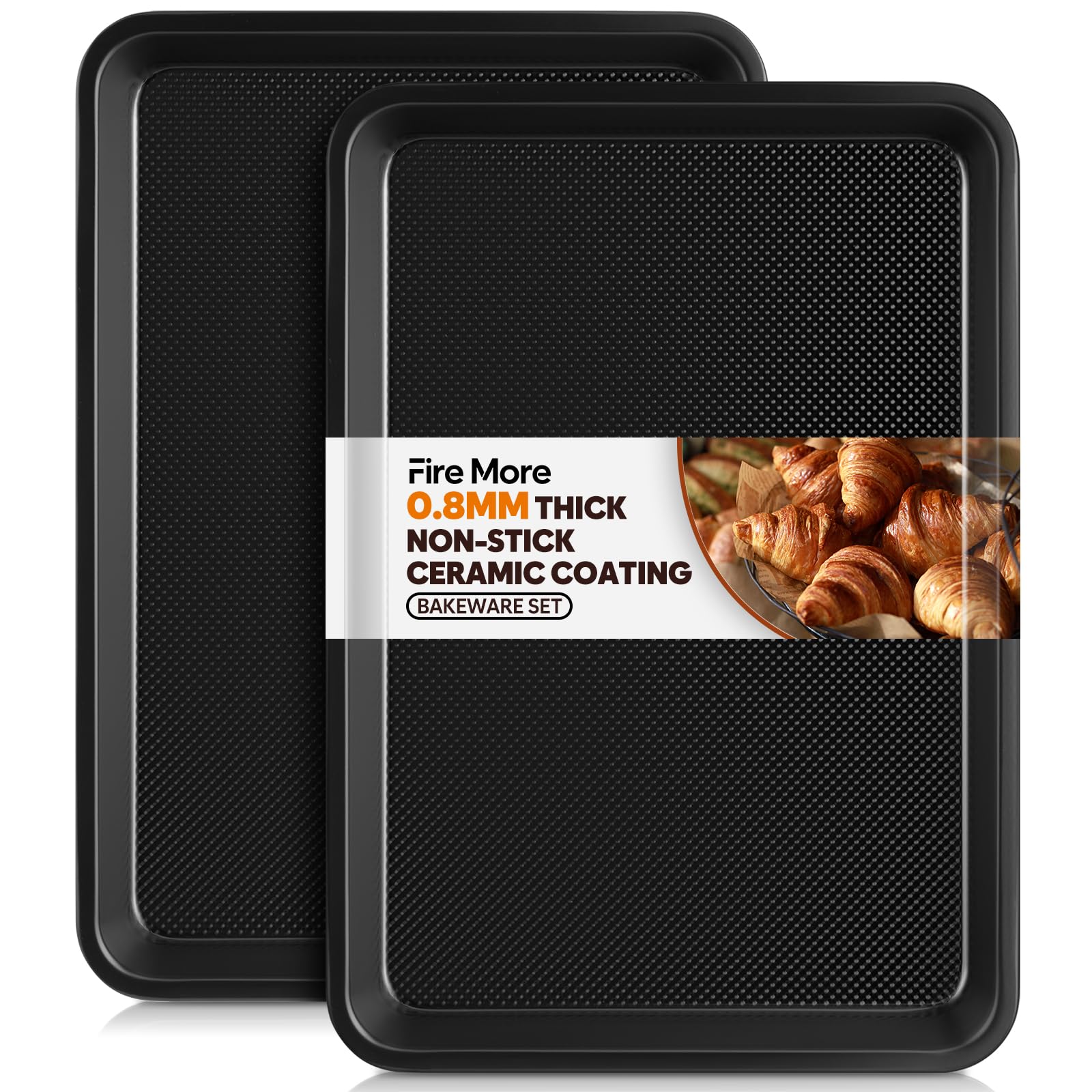 LILILIAN FMY  2 Pack Cookie Sheets Ceramic Half Baking Sheet Pans Set Thicker Carbon Steel Baking Sheets Non Stick 17.5 by 13 Inch Baking Trays