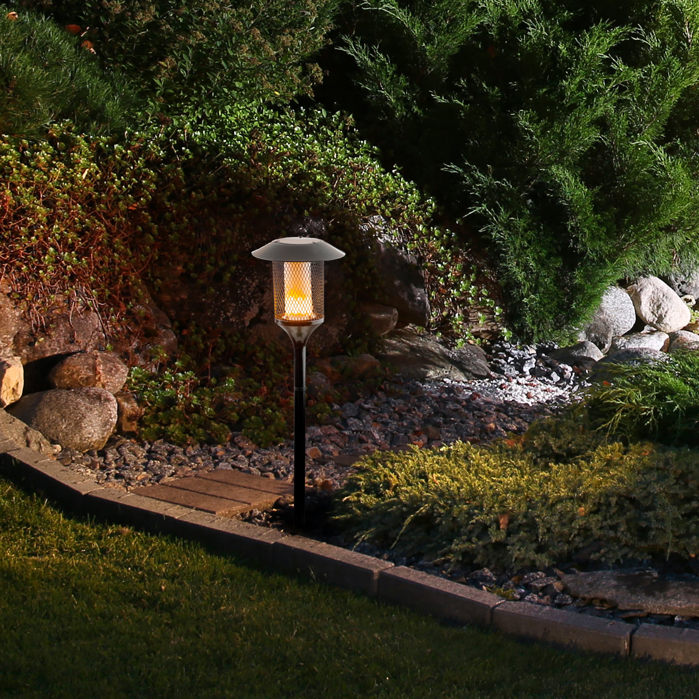 Alpine Corporation 5-Lumen Black Low Voltage Solar LED Outdoor Path Light  in the Path Lights department at