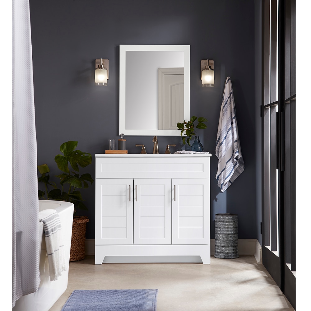 Style Selections Kirkman 36-in White Single Sink Bathroom Vanity with White  Cultured Marble Top in the Bathroom Vanities with Tops department at
