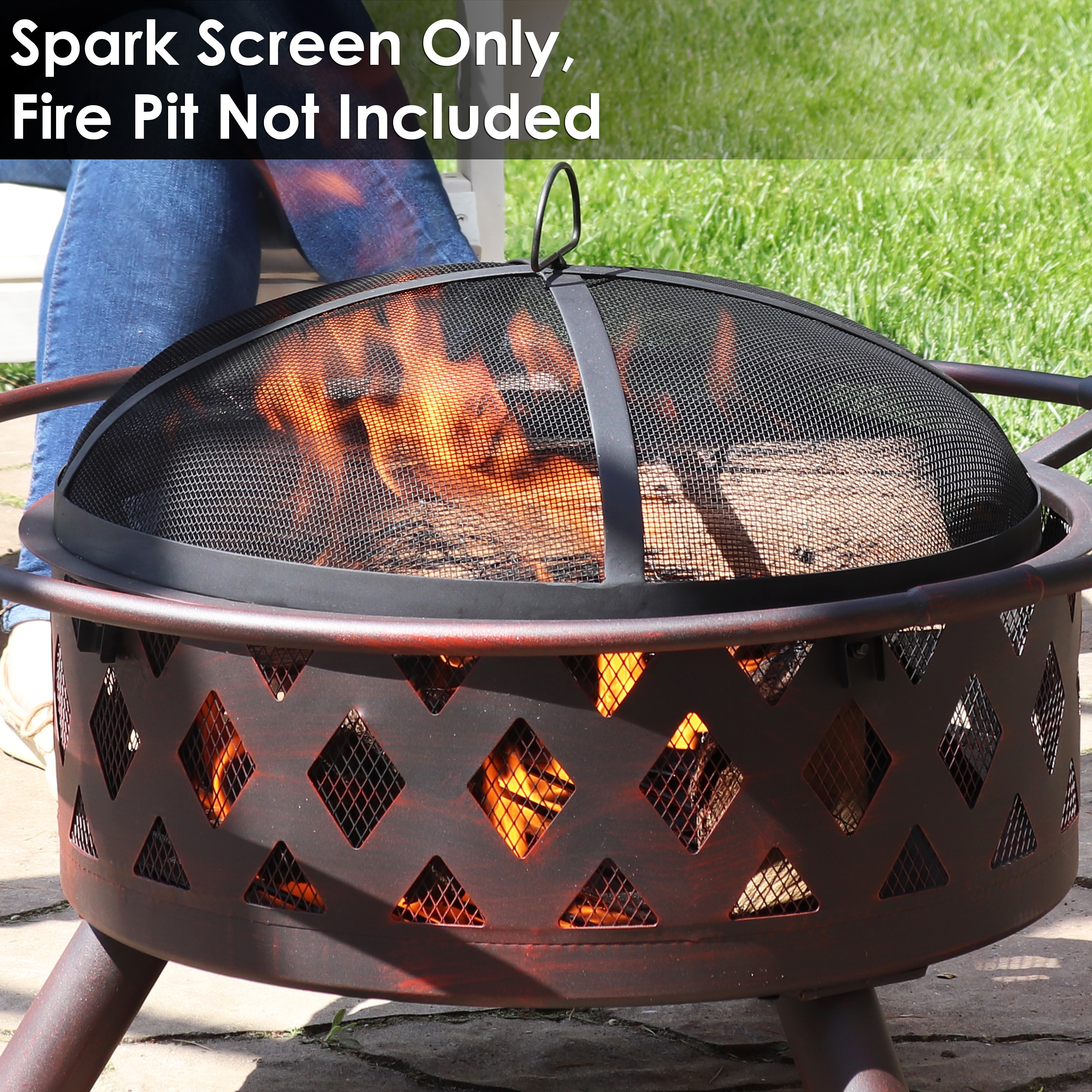 Sunnydaze Decor 36-in 9-lb Black Steel Fire Pit Spark Screen in the ...