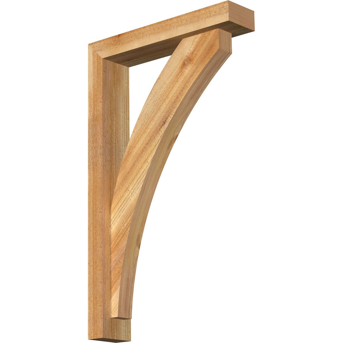 Ekena Millwork 1463815 Thorton Block Rough Sawn Bracket with Offset Brace 4-in x 18-in x 30-in Western red cedar Brown Wood Standard bracket