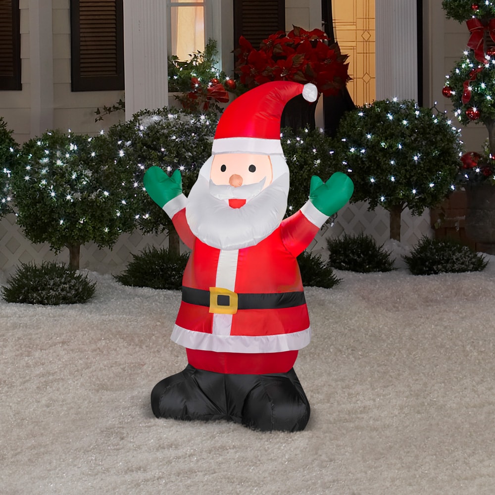 Holiday Living 4-ft Lighted Santa Christmas Inflatable In The Christmas ...