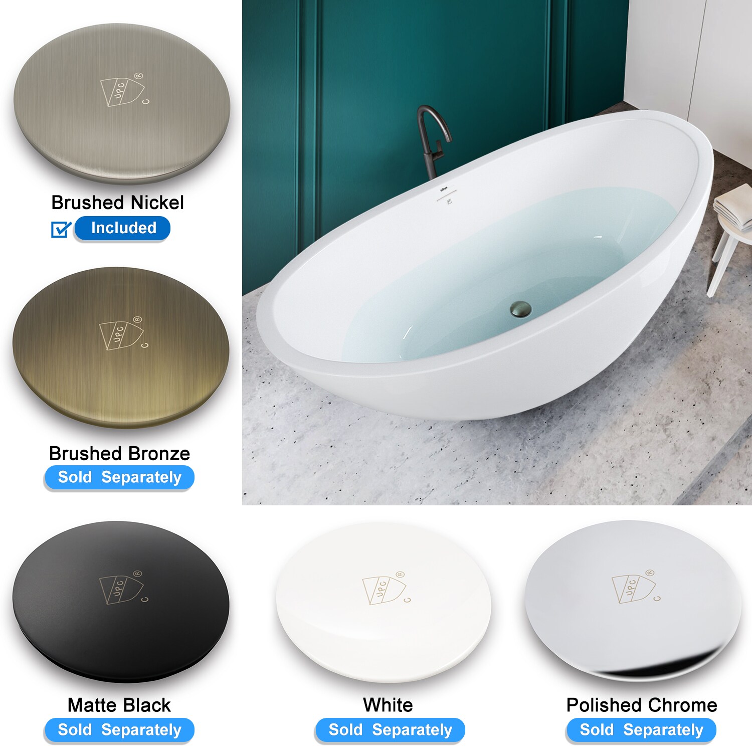 Naha 67" Glossy White Acrylic Freestanding Soaking Bathtub