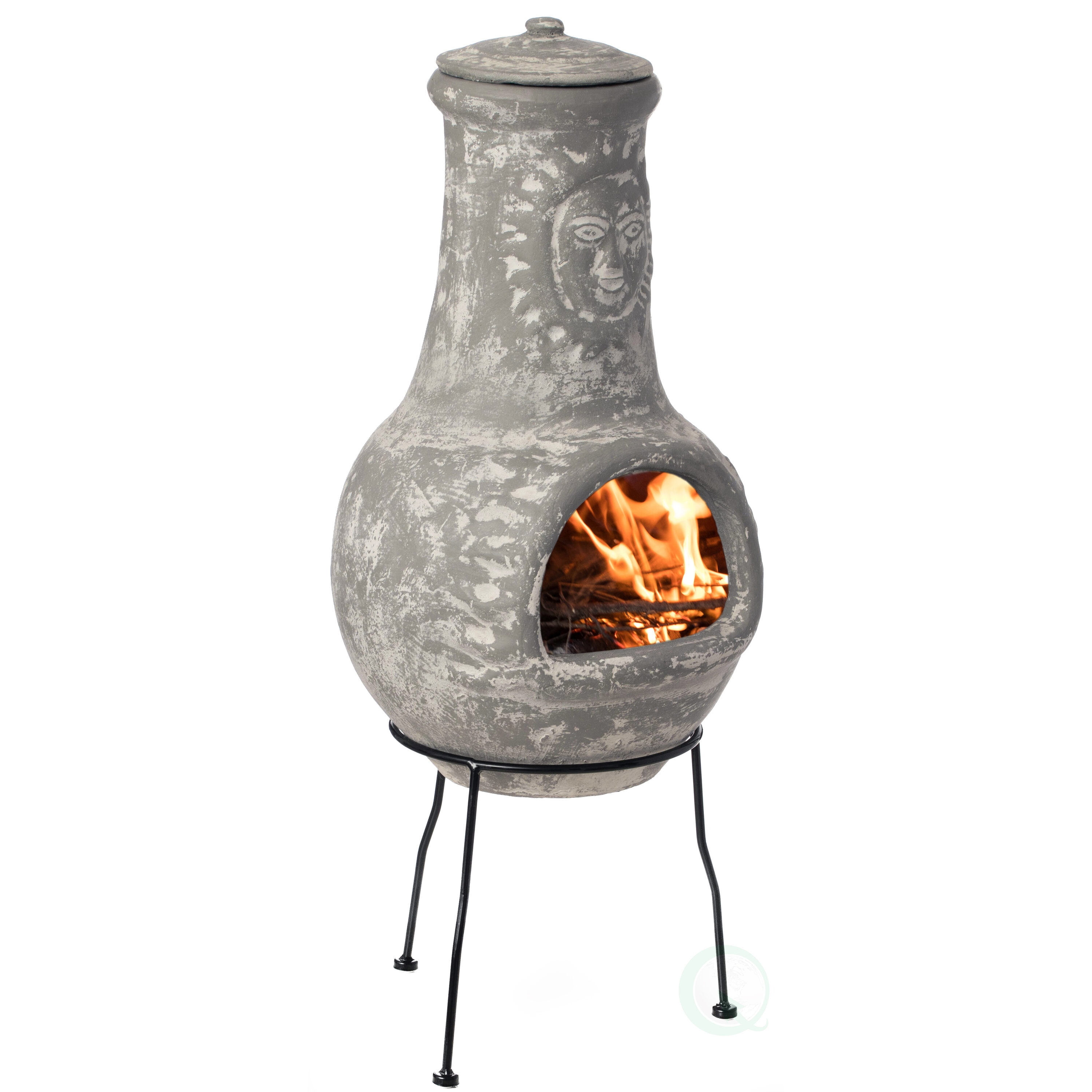 Vintiquewise QI004631.G 13.5-in W Gray Clay Wood-Burning Fire Pit