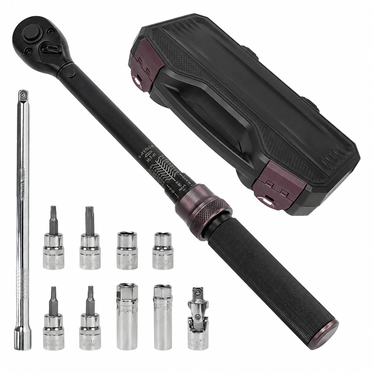 DYRCJ  11 Piece 3 8 Inch Drive Spark Plug Socket Set with 72 Tooth Click Torque Wrench and Extension Bar for Precise Spark Plug Removal