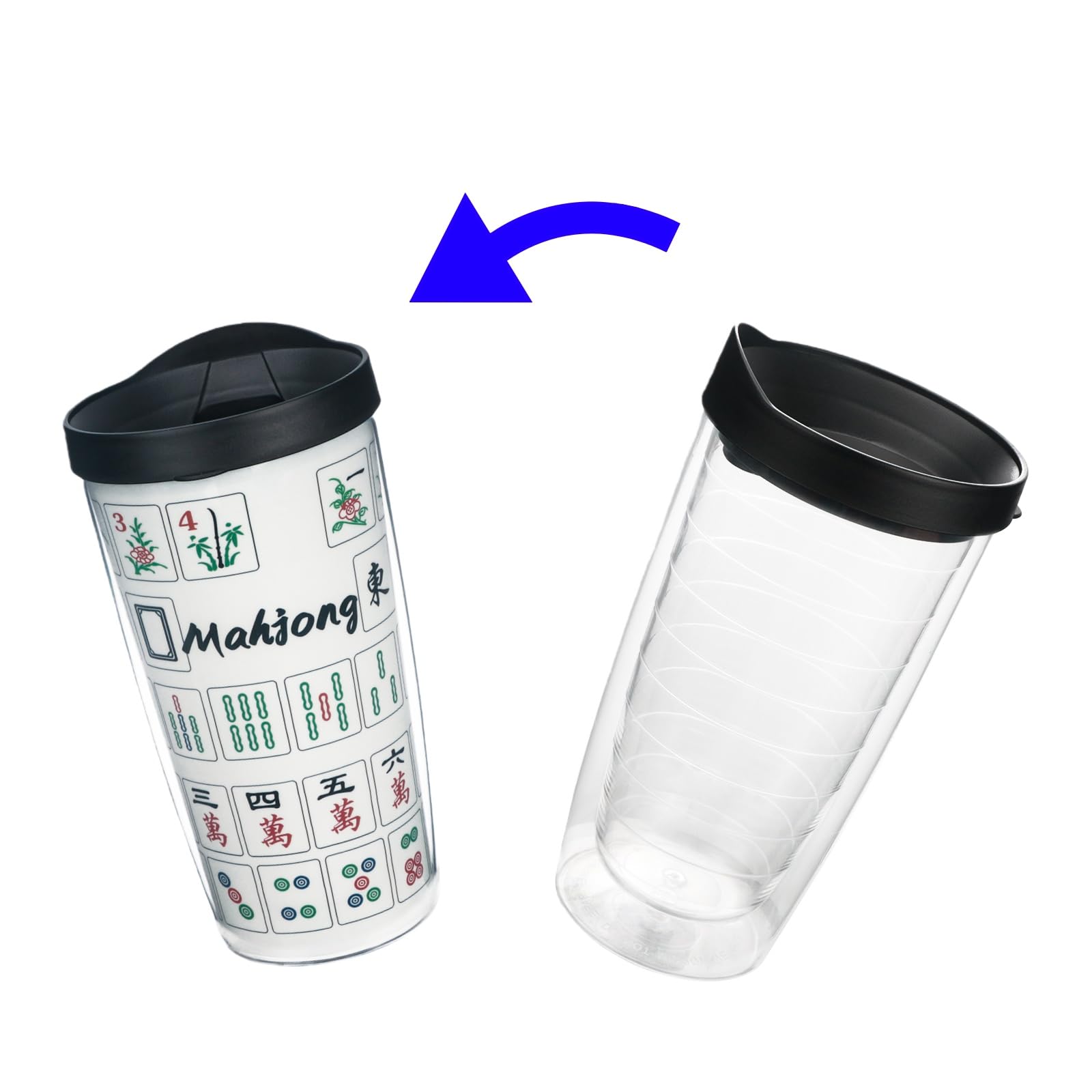 Aoibox 2 Pack 16oz Mah Jongg Double Wall Insulated Clear Plastic ...