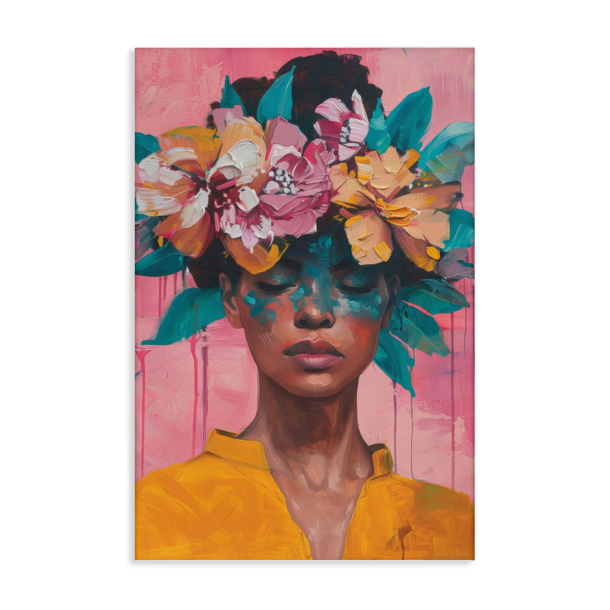 Stupell Industries BT-679-CN-30X45 Woman With Floral Headdress Canvas Wall Art By LSR Design Studio 30 x 45