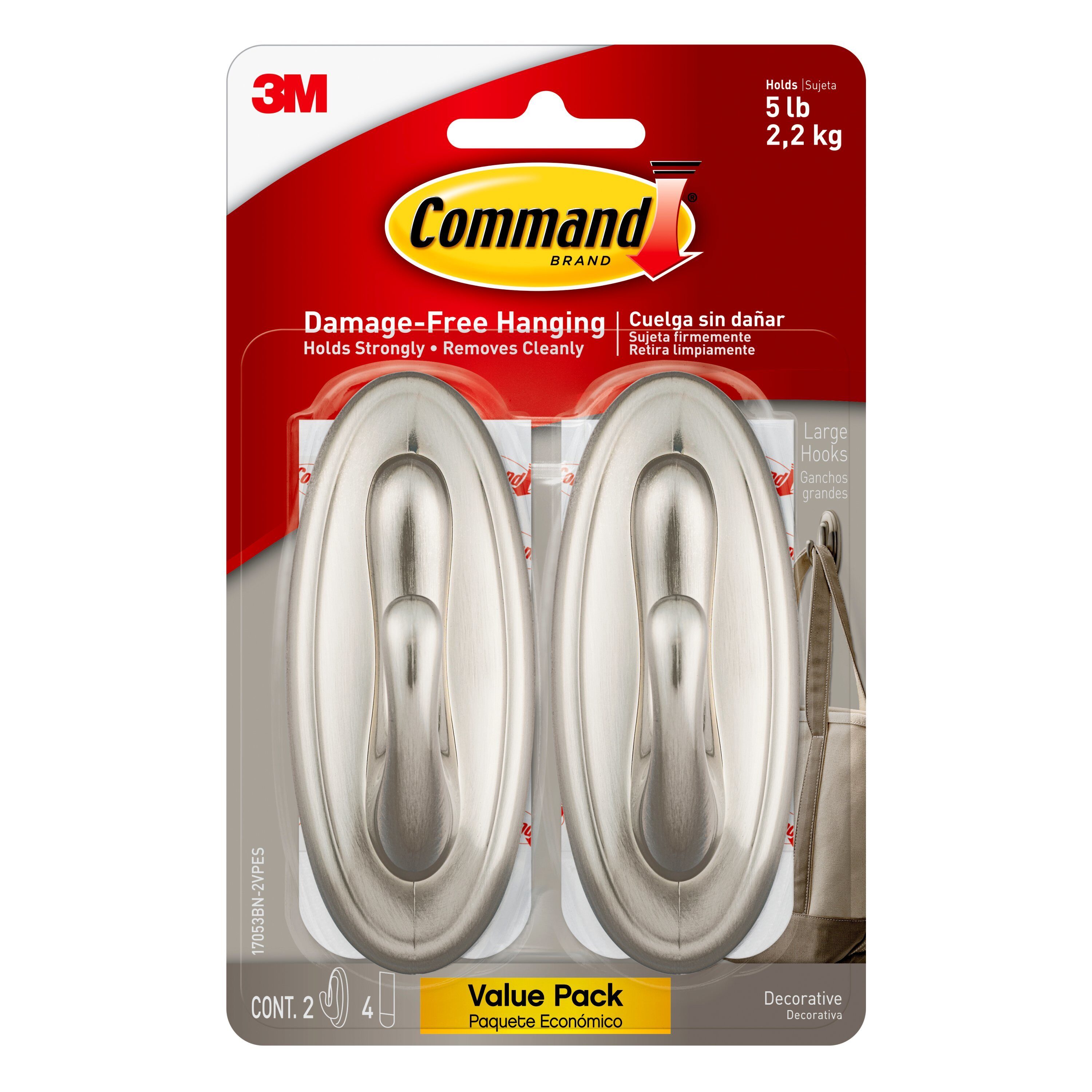 3M Command Traditional Large Hooks 17053bn-2vpes in the Picture Hangers  department at