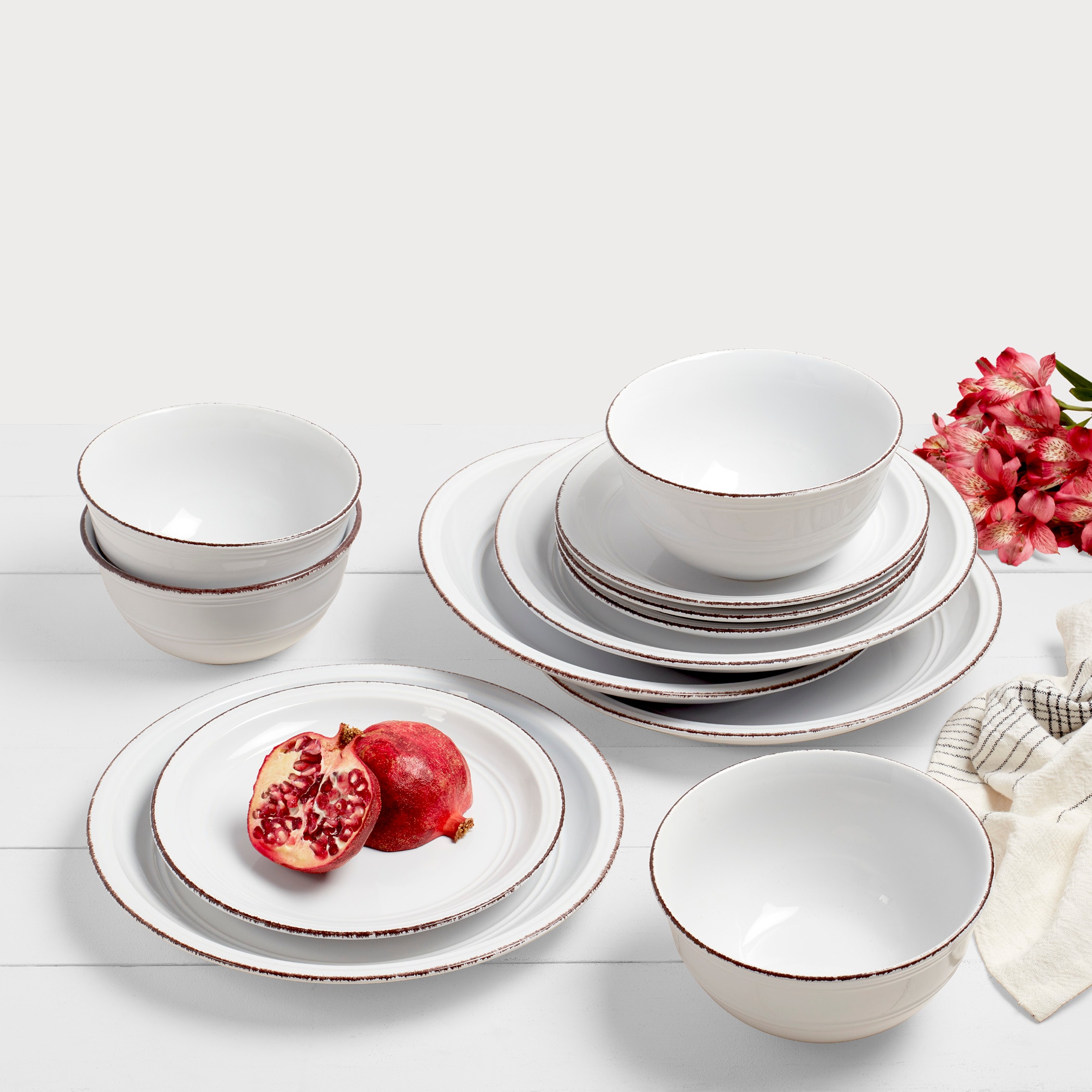 Gallery Farmhouse 12-pc. Stoneware Dinnerware Set, Color: White