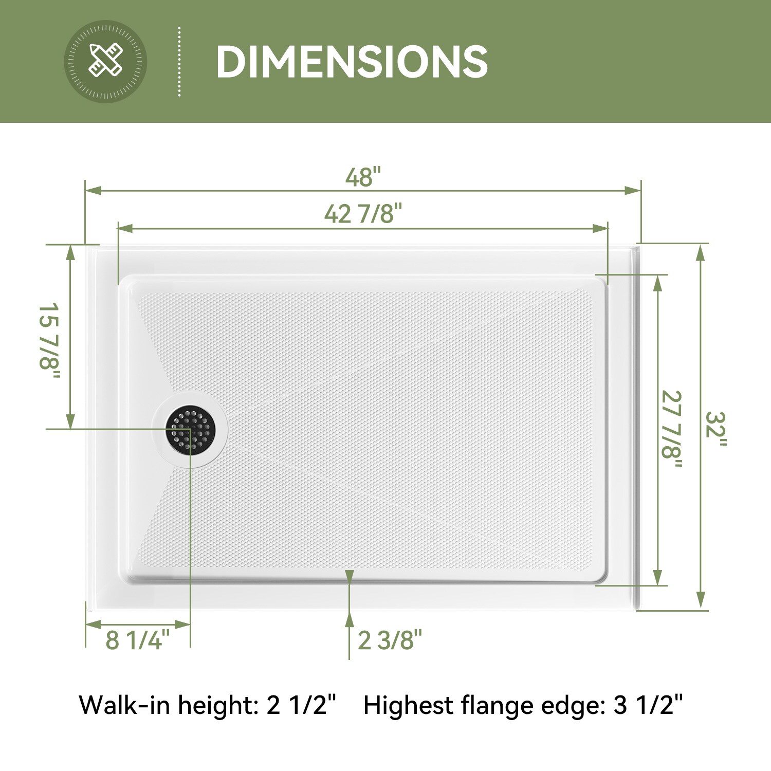 HOROW SP4832-MB-L Shower-Floors - View #14