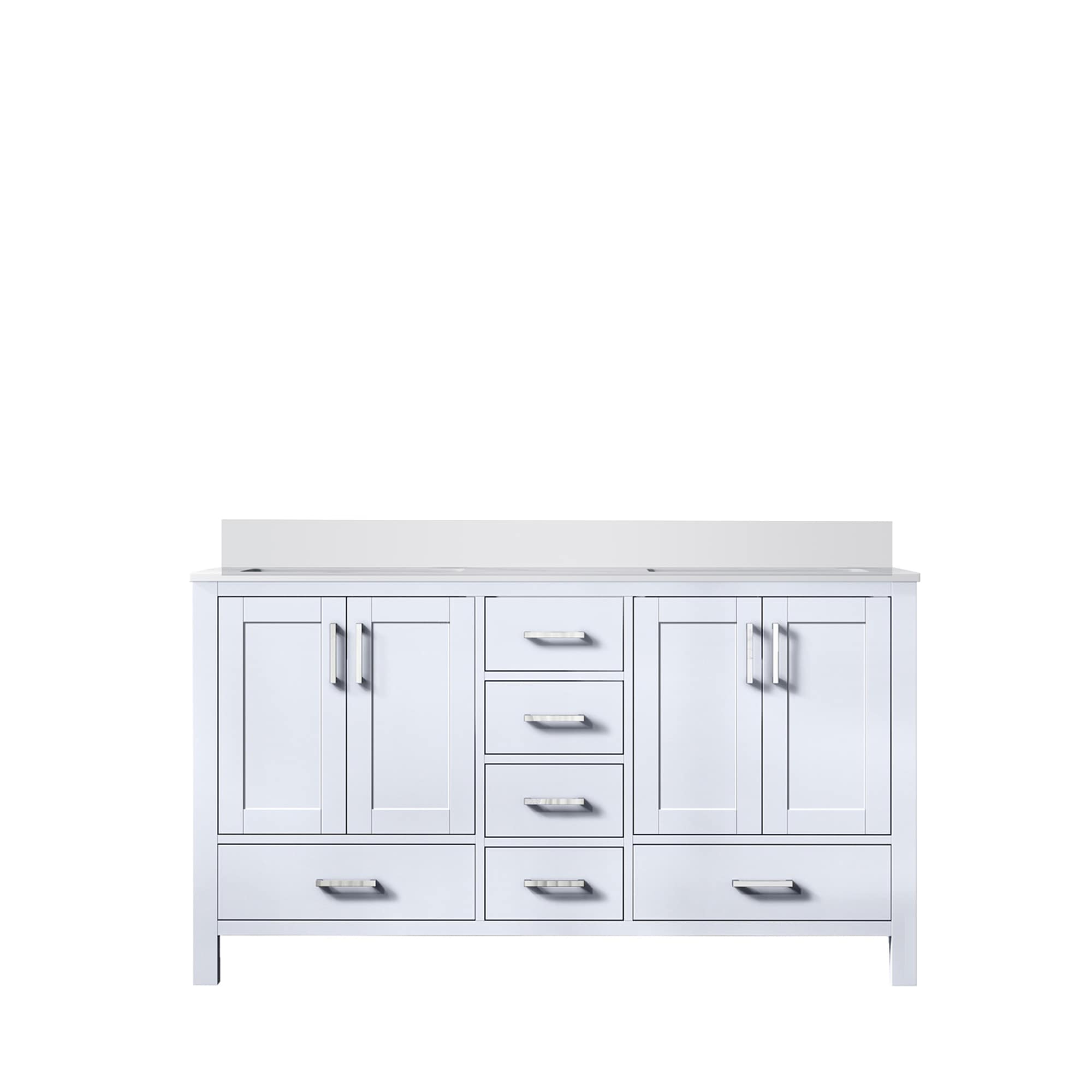 Lexora LJ342260DAWQ000 Jacques 60-in White Undermount Double Sink Bathroom Vanity with White Quartz Top