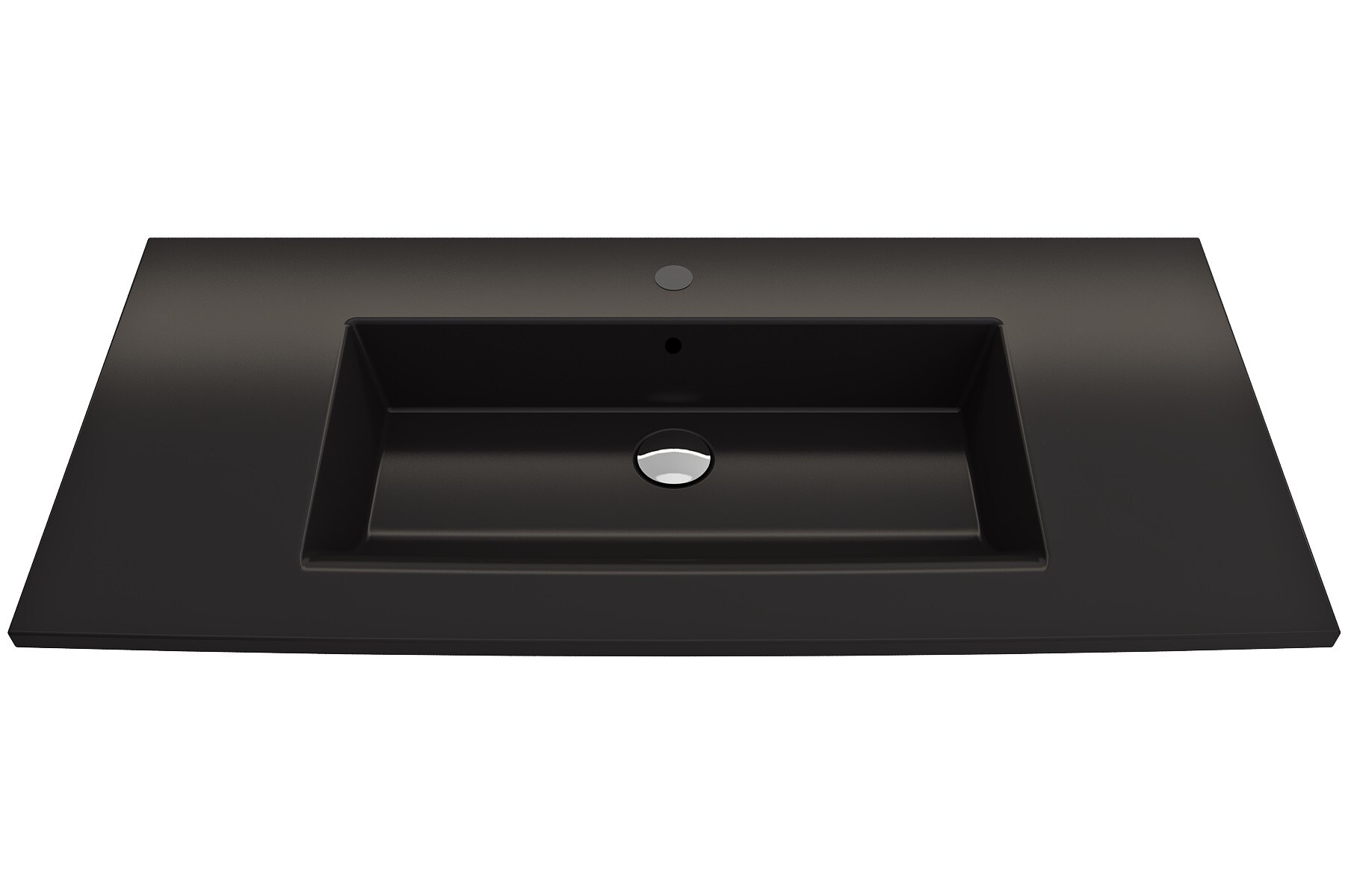 BOCCHI 1105-004-0126 Fire Clay 19-in Wall-mount Rectangular Modern Matte Black Bathroom Sink