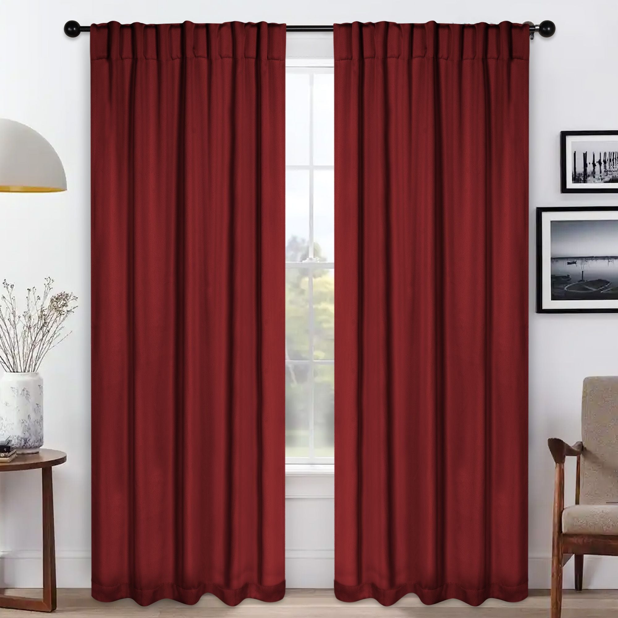 Superior - 108-in Sangria Room darkening Back tab Curtain panel pair