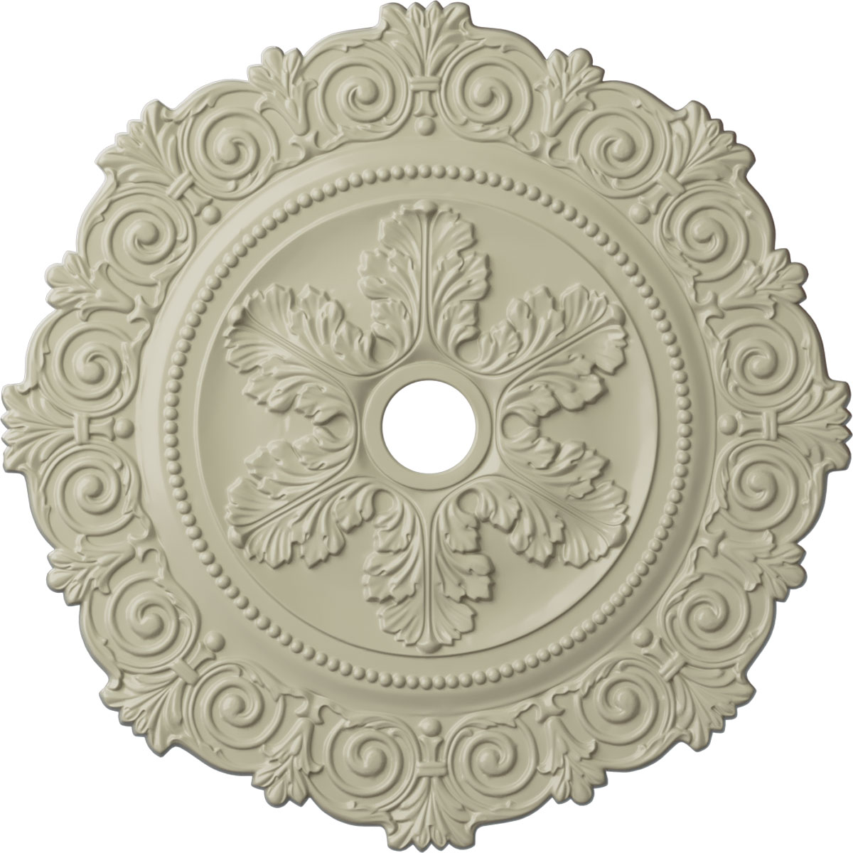 Ekena Millwork CM33SCCYF Scroll 33.25-in W x 33.25-in L Painted Clear Yellow Polyurethane Whole Ceiling Medallion