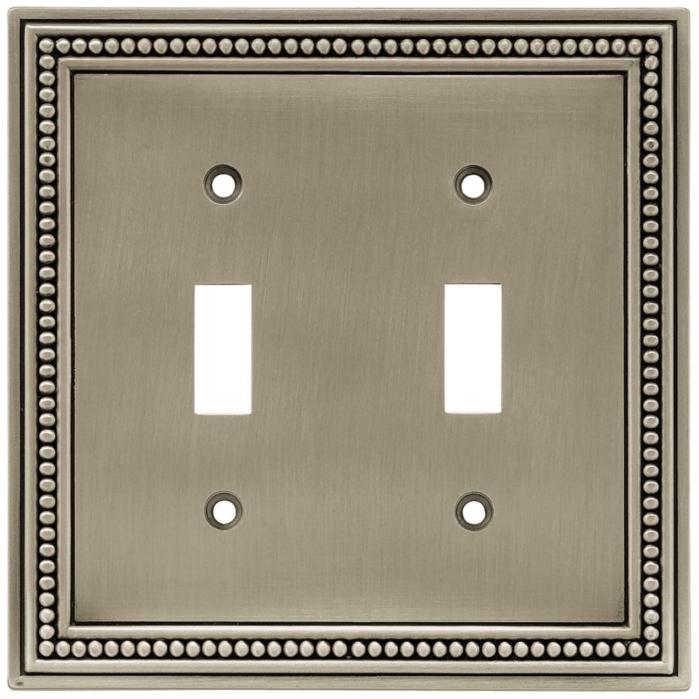 allen + roth Beaded 2-Gang Standard Toggle Wall Plate, Brushed Satin Pewter  Lowes.com