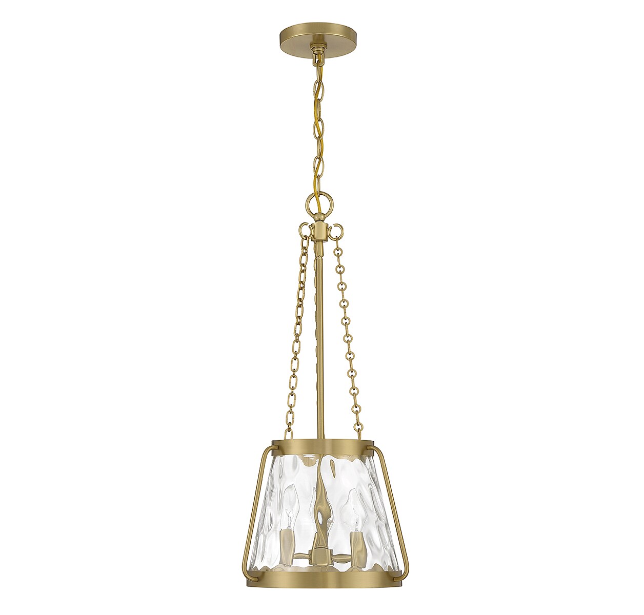 Crawford Warm Brass 3-Light Pendant with Clear Water Glass Shade
