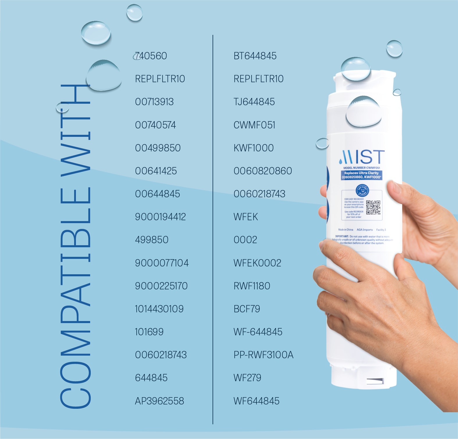 Mist 6-Month Twist-in Refrigerator Water Filter 644845 3-Pack
