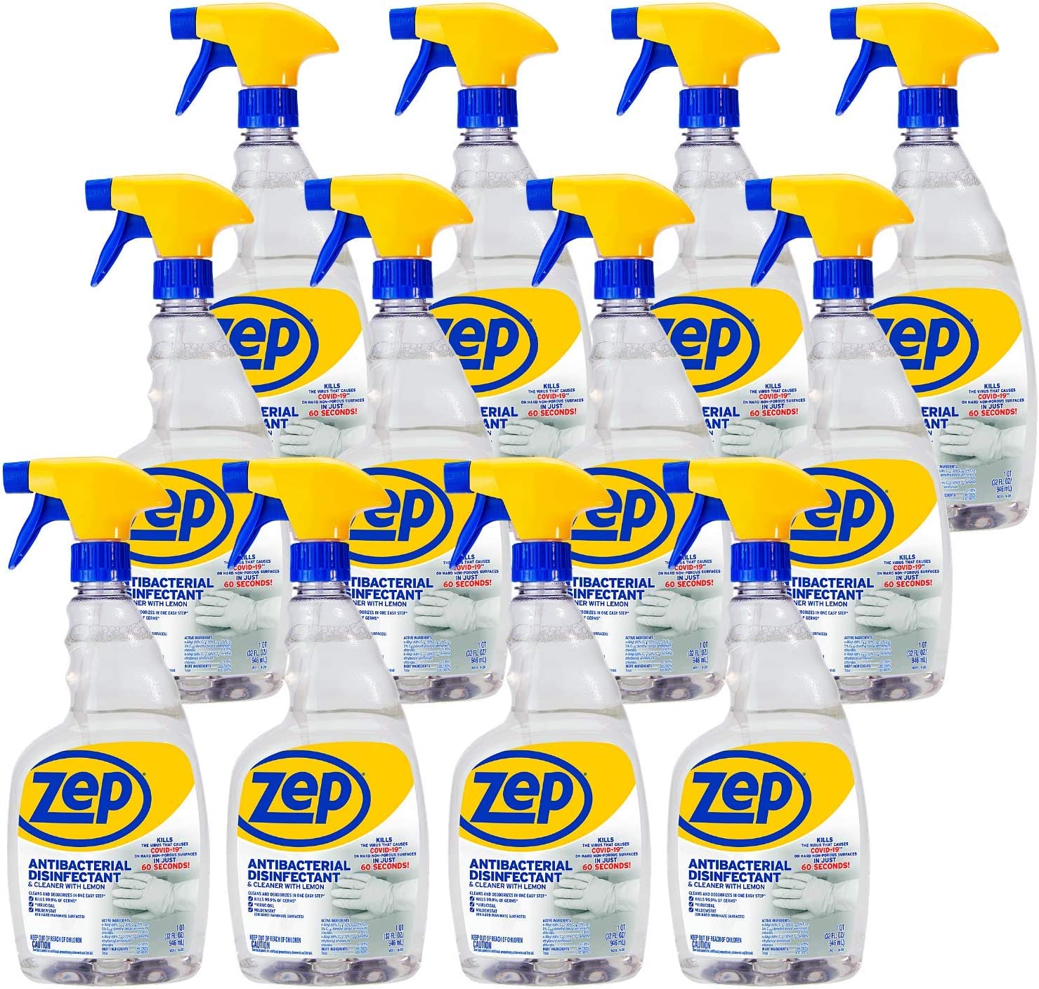 Zep 32 Fl Oz Lemon Disinfectant Liquid All Purpose Cleaner 12 Pack In The Cleaners Department At Lowes Com
