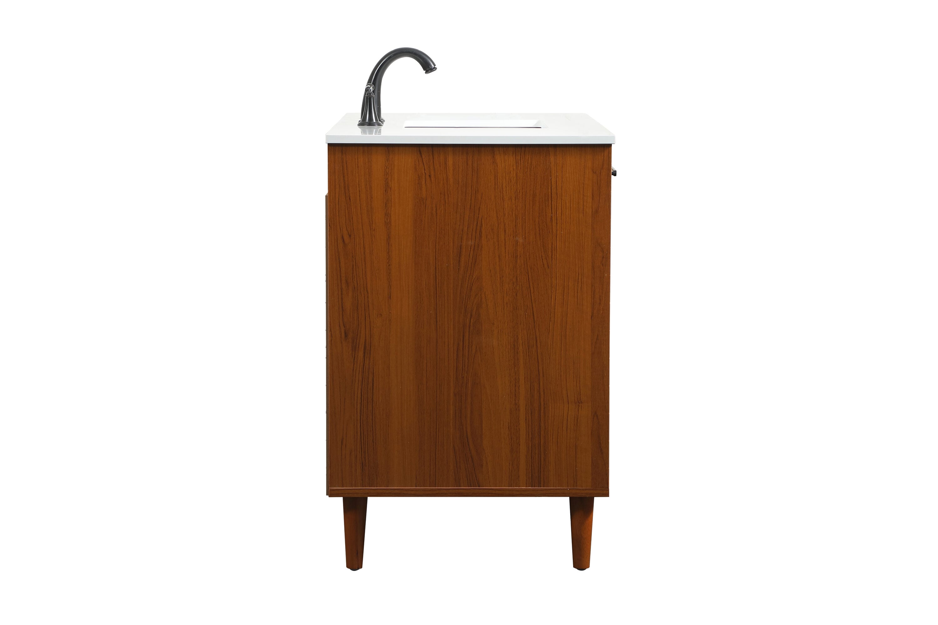 Teak and Black 42" Freestanding Single Vanity with Marble Top