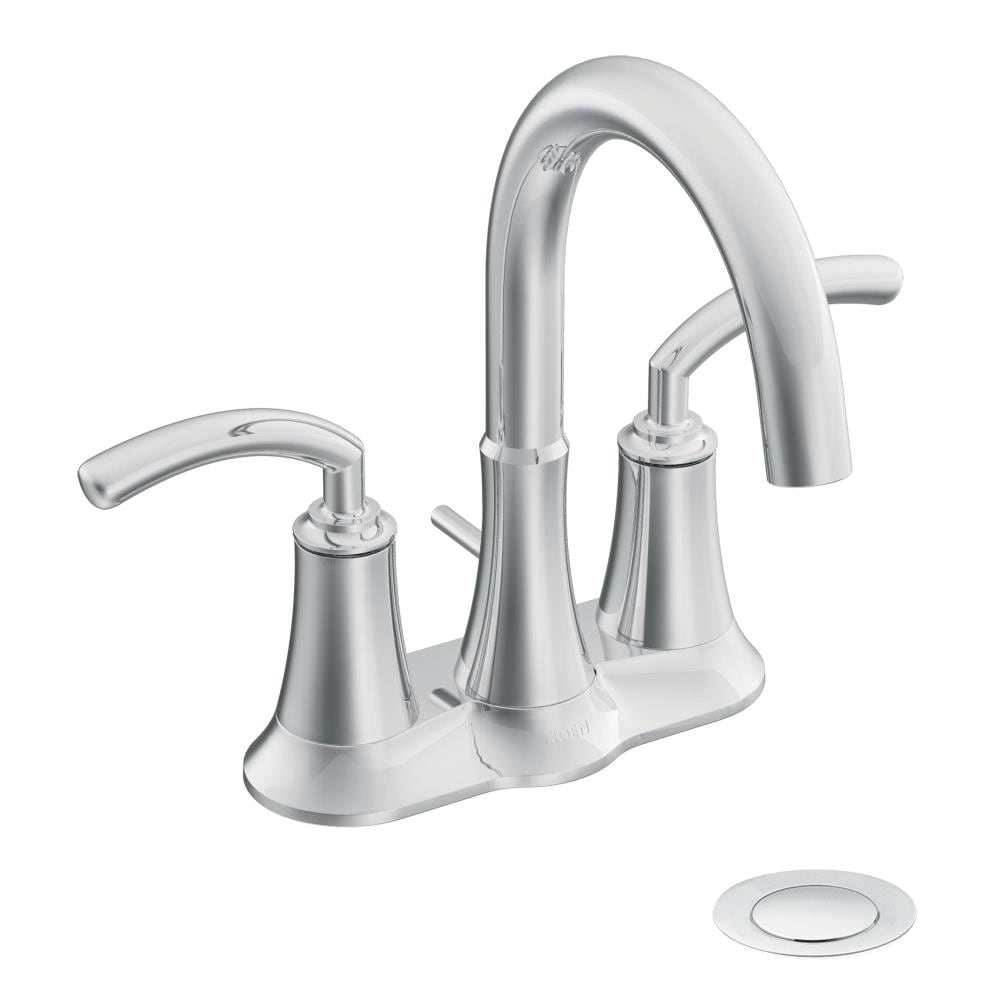 Moen S6510 Icon Chrome 4-in centerset 2-handle WaterSense Bathroom Sink Faucet with Drain
