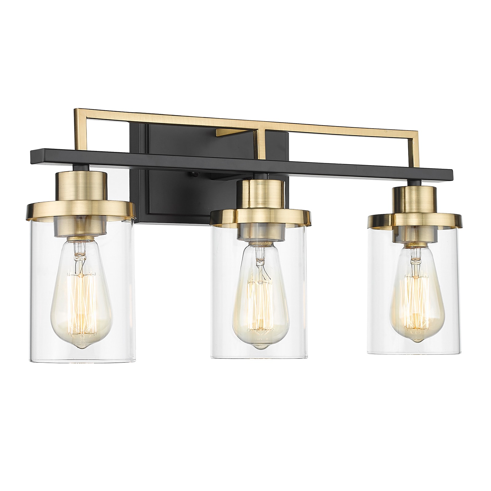 LTMATE LSYCE238B-3W BK+BG JAZAVA 20.8-in 3 -Light Matte Black Farmhouse Vanity light