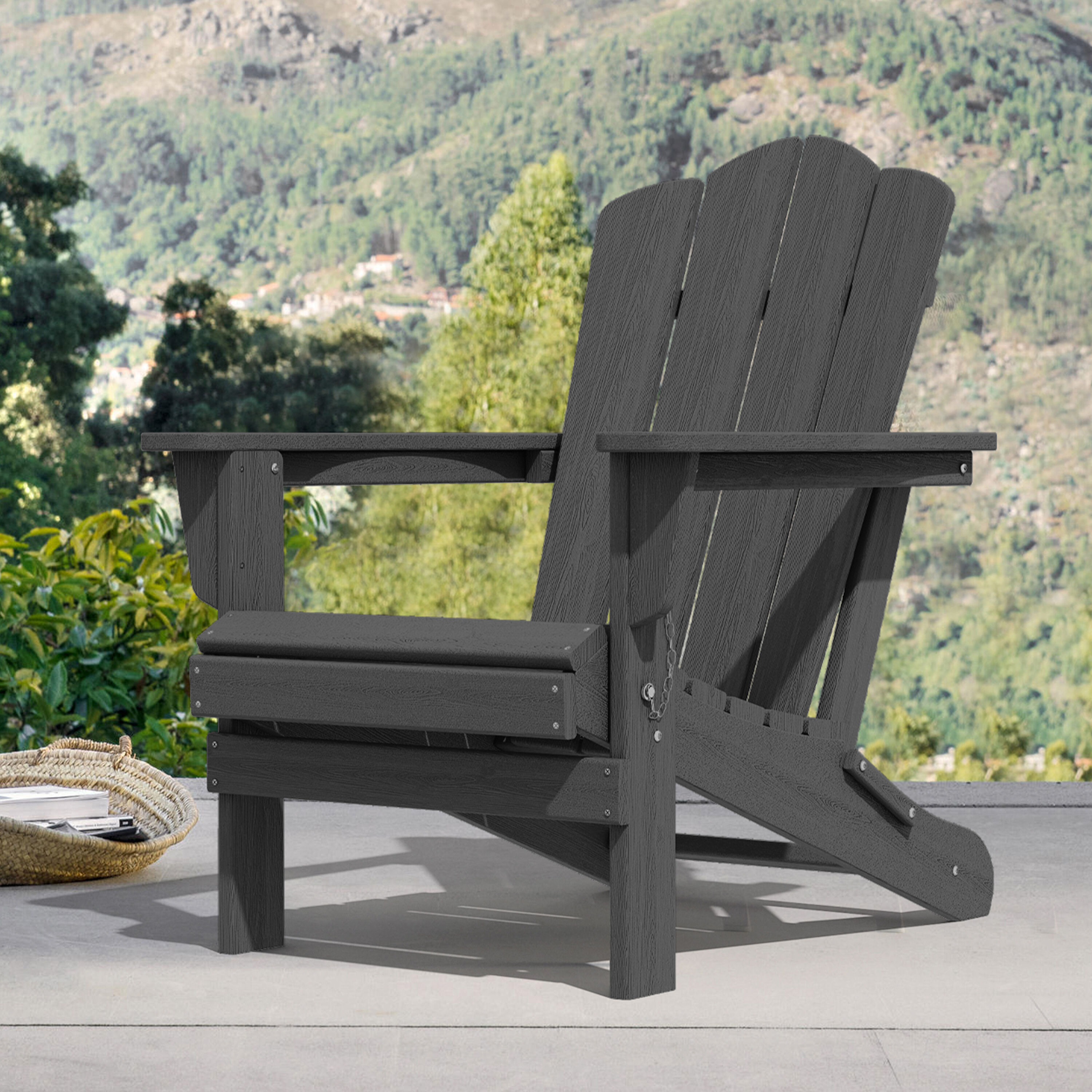 Trex outdoor furniture seaport plastic stationary adirondack chair with slat seat online txad400