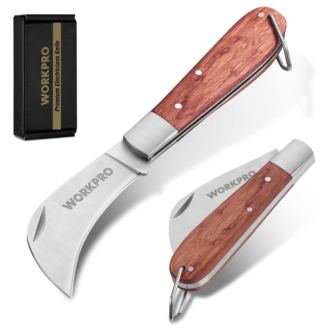 Aoibox  Electrician Folding Pocket Knife with 3 Inch Hawk Bill Stainless Steel Blade for Home Use