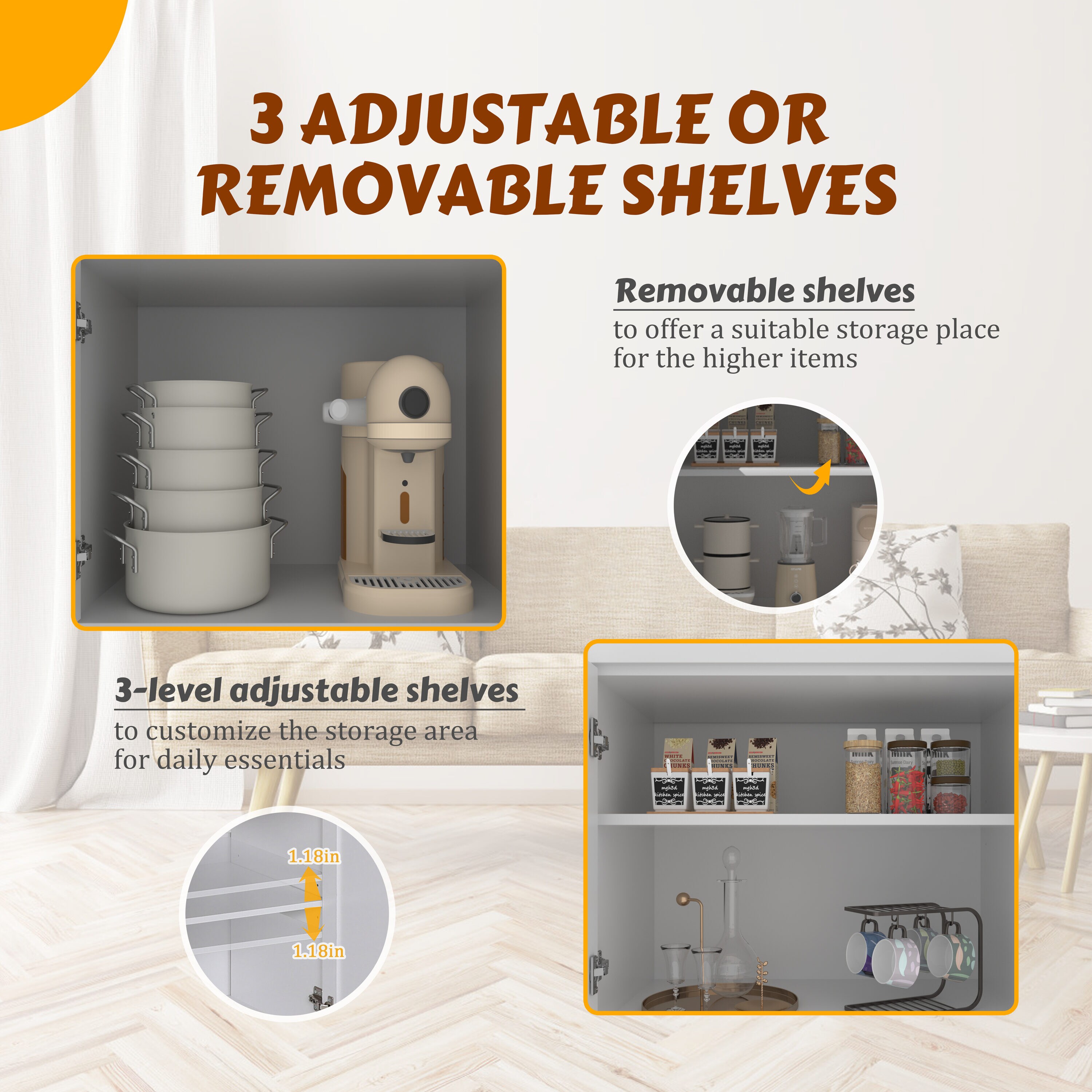 VEIKOUS HP0405-04WH-1 Dining-Kitchen-Storarge - View #5
